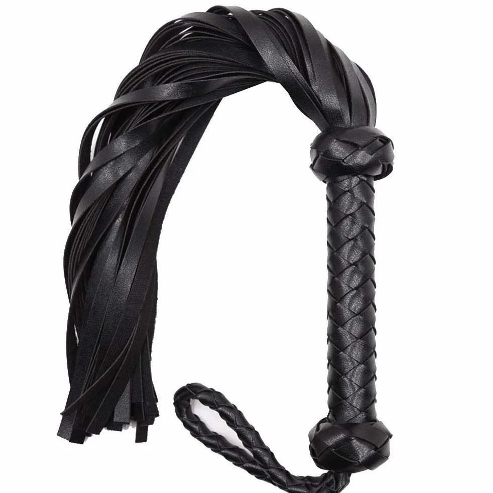 Fouet d'équitation Noir, Fouet de Jeu en Simili Cuir, d'entraînement pour Chevaux avec Poignée Confortable, Idéal pour l'entraînement équestre, 23,4x6,5 Pouces