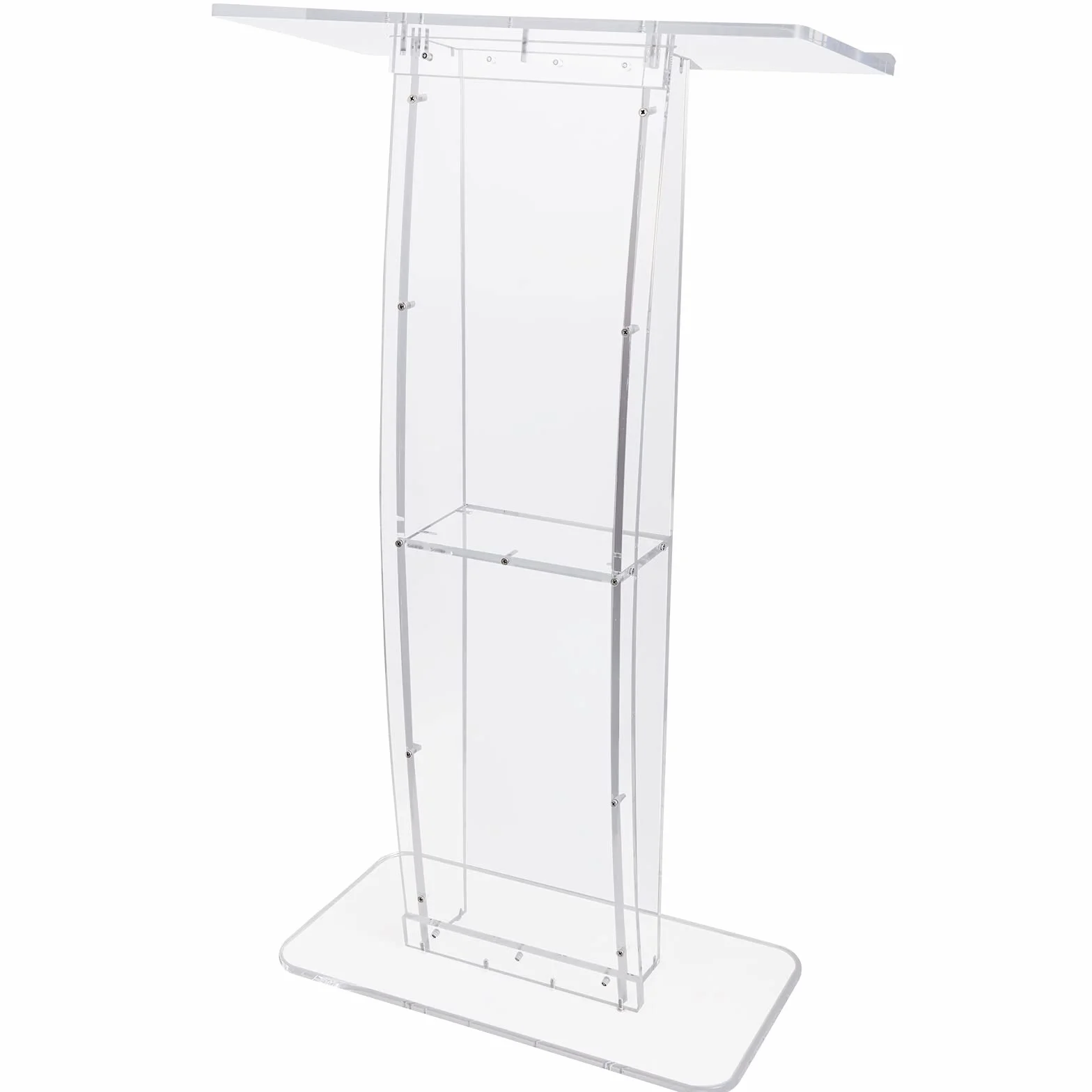 VEVOR Pupitre de Conférence 68,5x33x120 cm Podium Acrylique Incliné avec Étagère Transparent