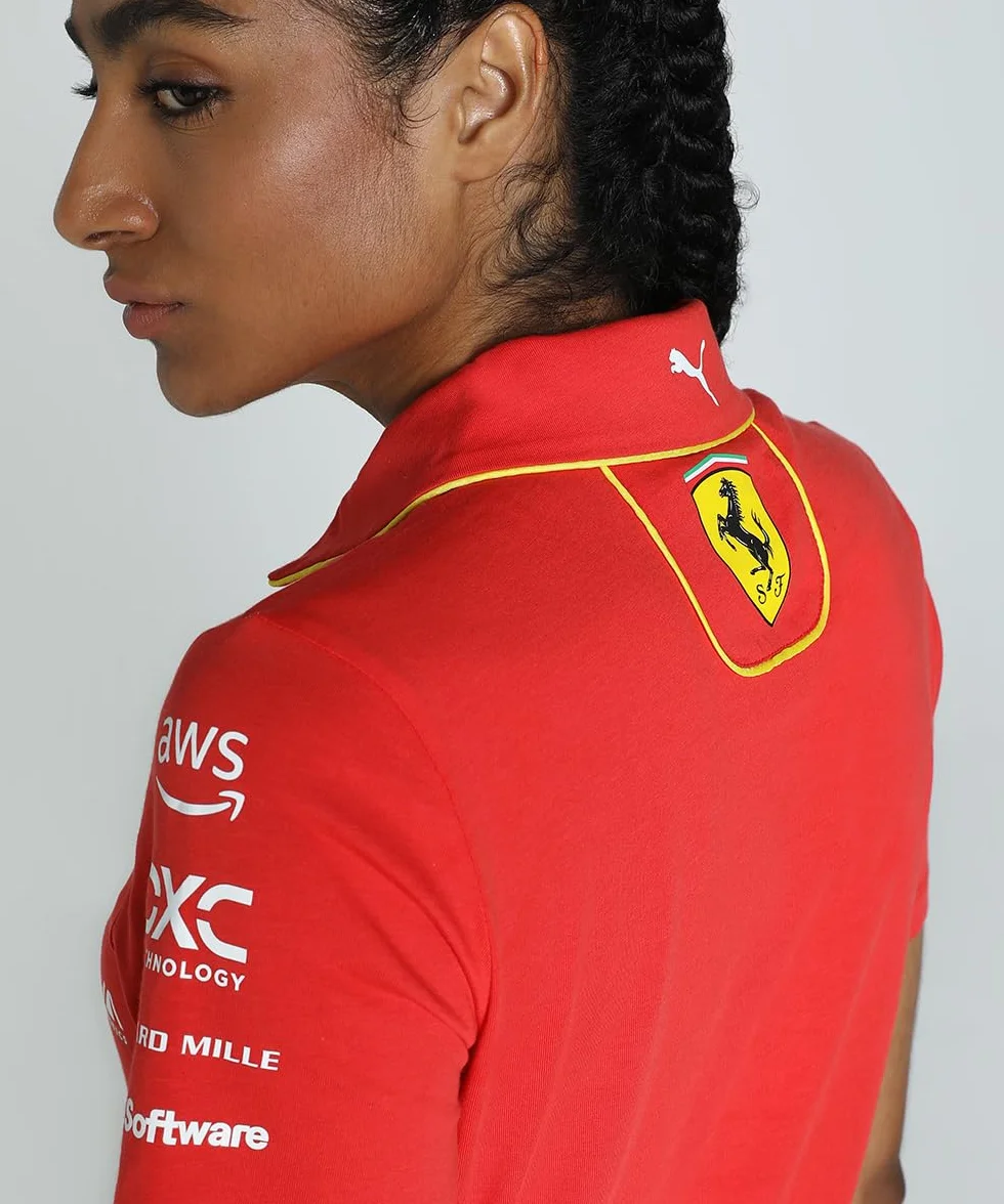 PUMA Polo d'équipe Scuderia Ferrari 2024 pour Femmes - Rouge Brûlé