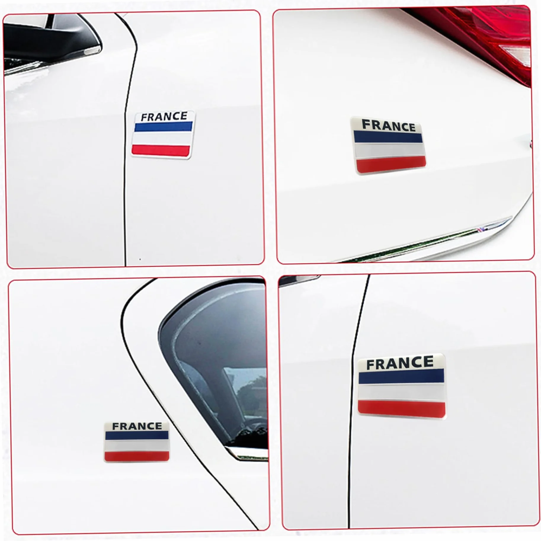 Sticker Autocollant de Voiture France, 2 PCS 3D National France Flag Decques de Voiture Auto-adhésive Decal pour la Moto de la Voiture 3,2x2 Pouces 1
