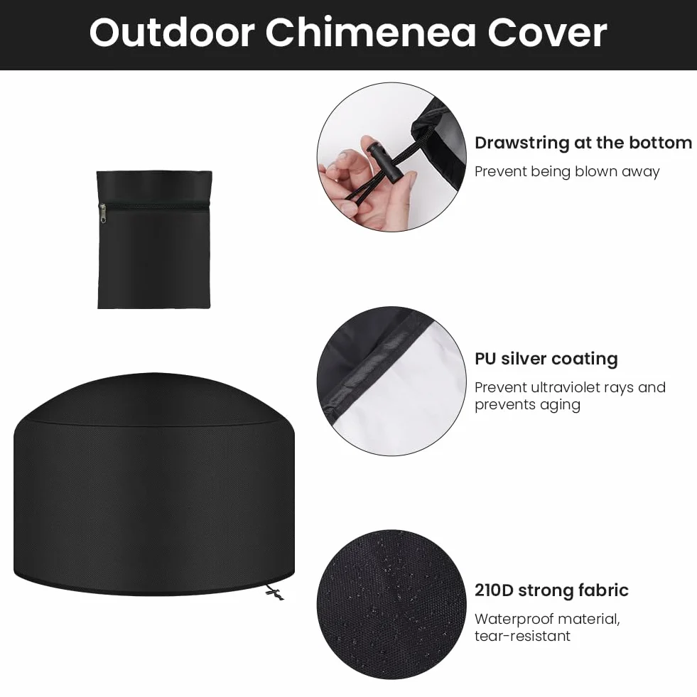 AOOWU Rond Housse De Protection Pour Braséros 80x80 Cm 210D Oxford Imperméable Résistant Aux UV