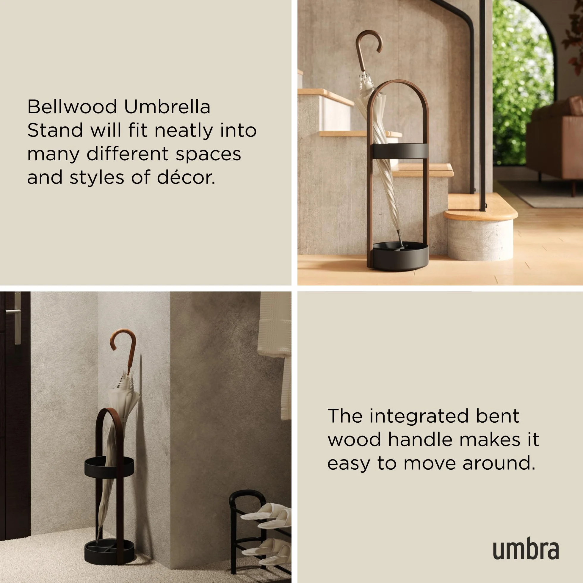 Umbra Bellwood Porte Parapluie Noir Noyer