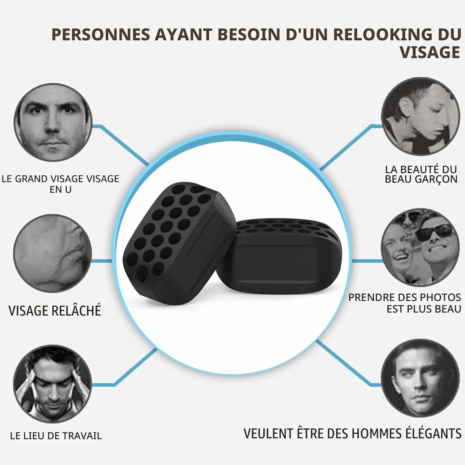 Jaw Trainer Balle Exercice de Mâchoire 6 pièces, Machoire Musculation, Exerciseur de Mâchoire Femmes Hommes, Outil de Beauté du Visage pour renforcer et resserrer la Ligne de la mâchoire et Le Cou