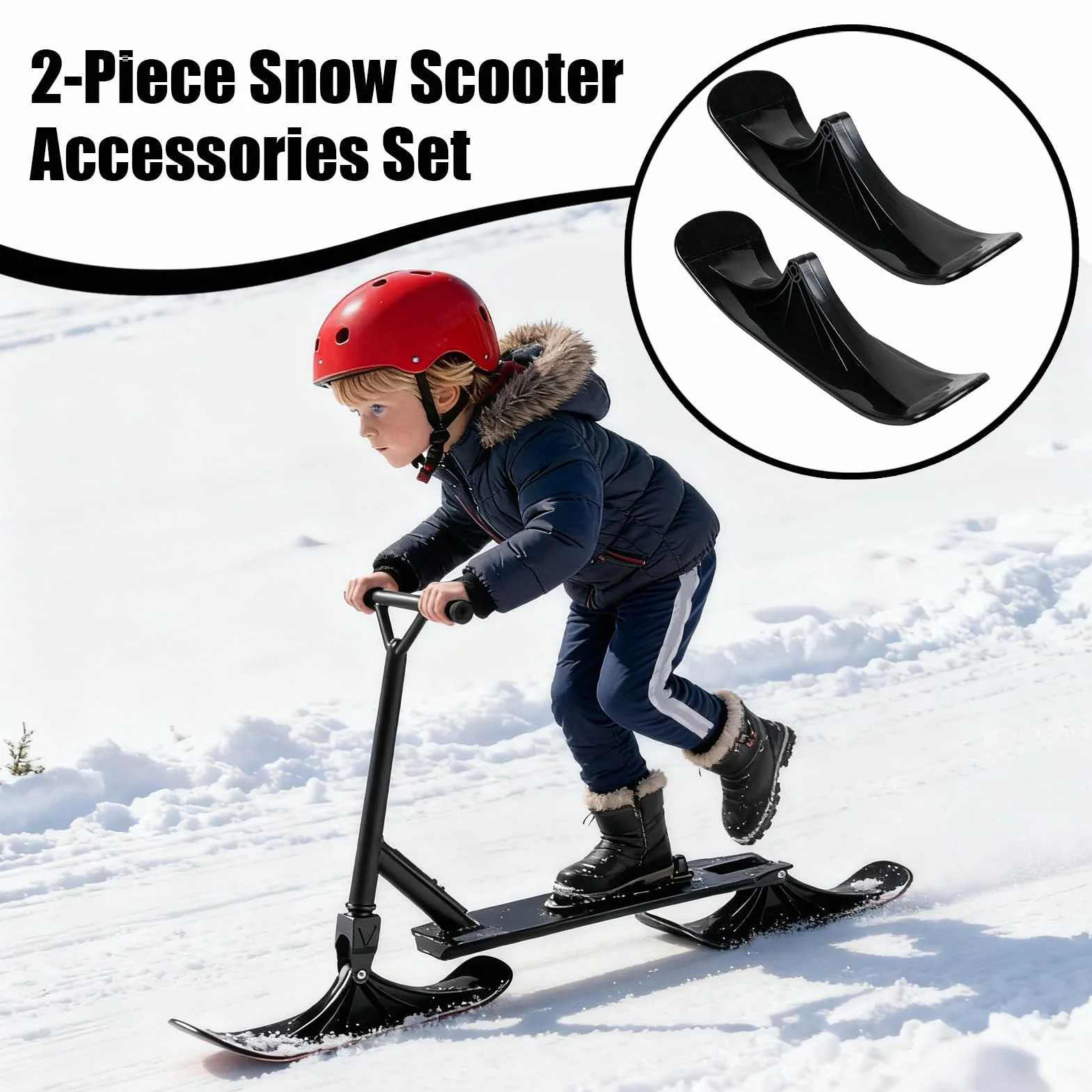 Kit de Conversion pour Trottinette à Neige, 1 Paire de skieboards, Accessoires de Transformation pour Sable, chemins de Gravier inégaux, Parc, Plage, Aventure en Plein air