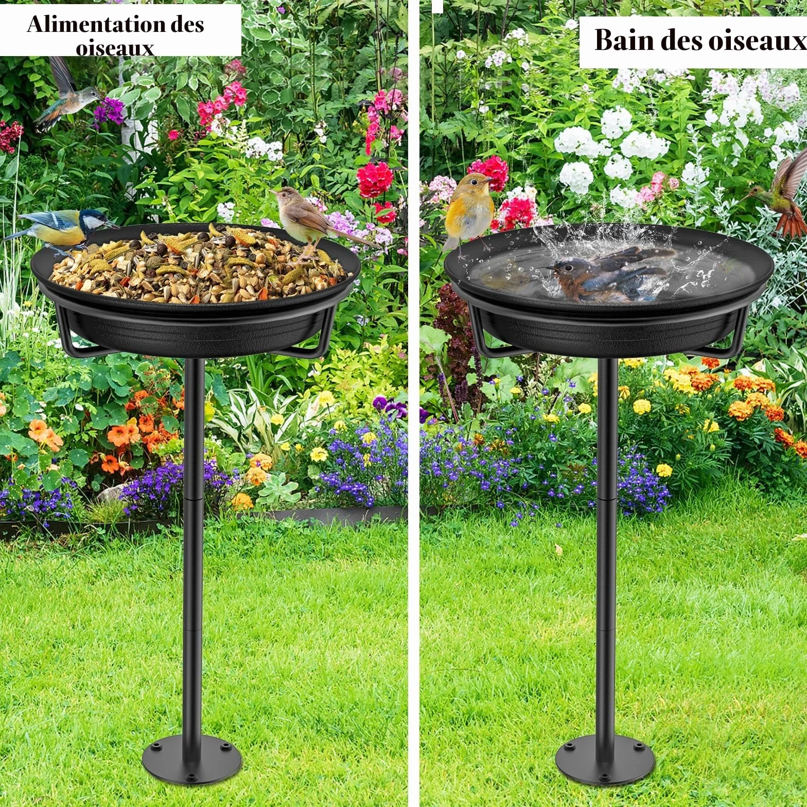 Abreuvoir pour oiseaux résistant au gel, grand bain d'oiseau pour jardin