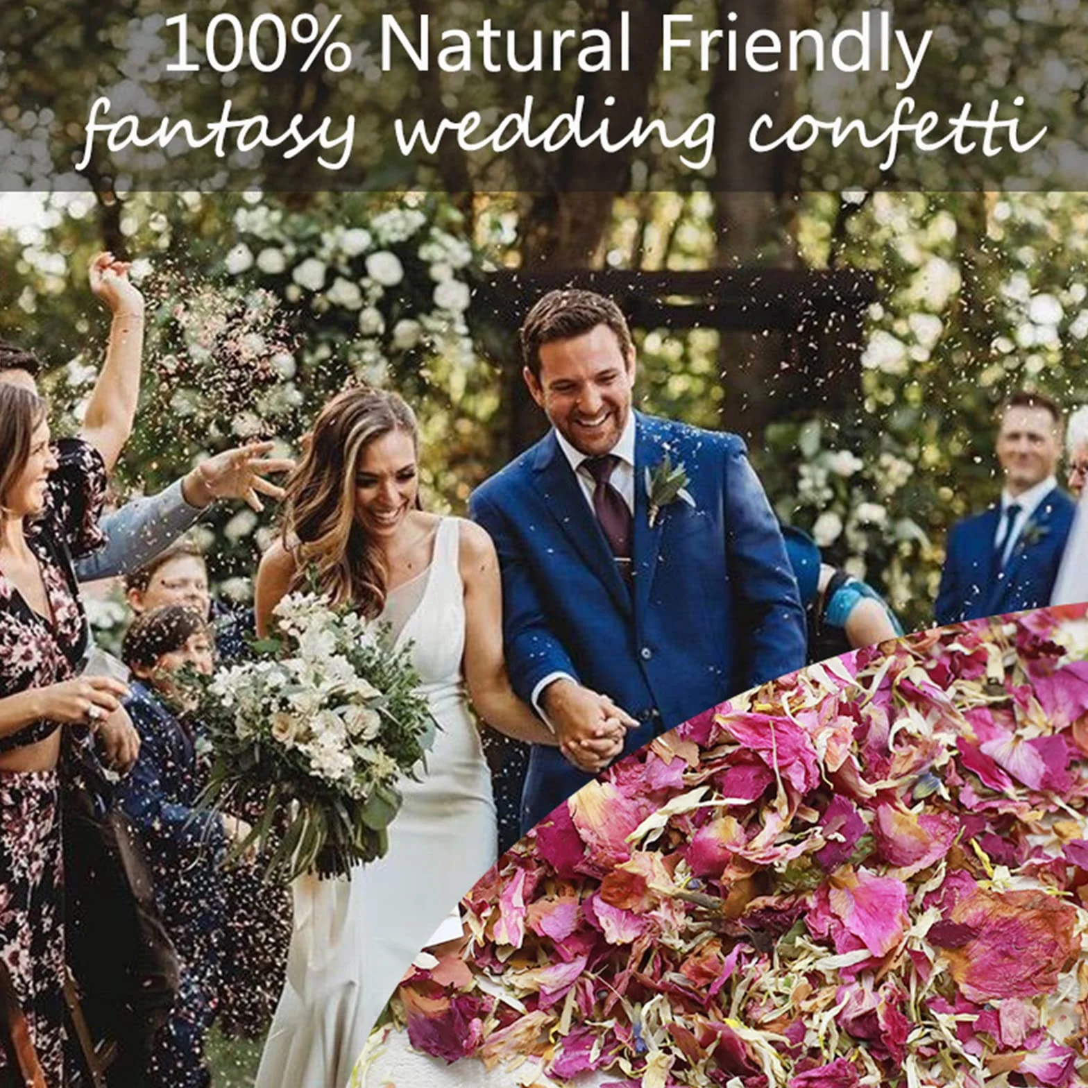 Confettis de Pétales de Mariage Naturels, 1 Litre Fleurs Séchées de Rose, Décoration