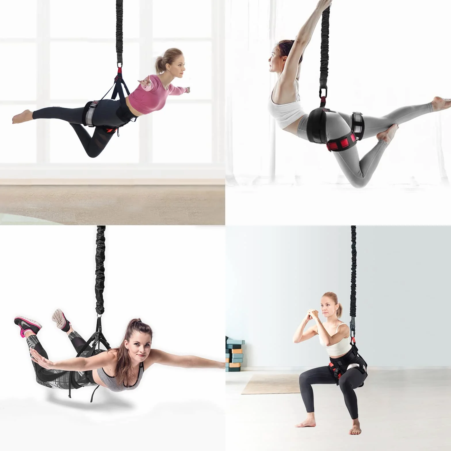 DASKING Bungee Fitness Kit, Fun 4D Aerial Yoga Dance Sangle de Suspension, Solide Harnais Bungee Fitness Cord, Yoga Volant Corde, Professional Bungee-Fitness pour La Maison Hommes et Femme