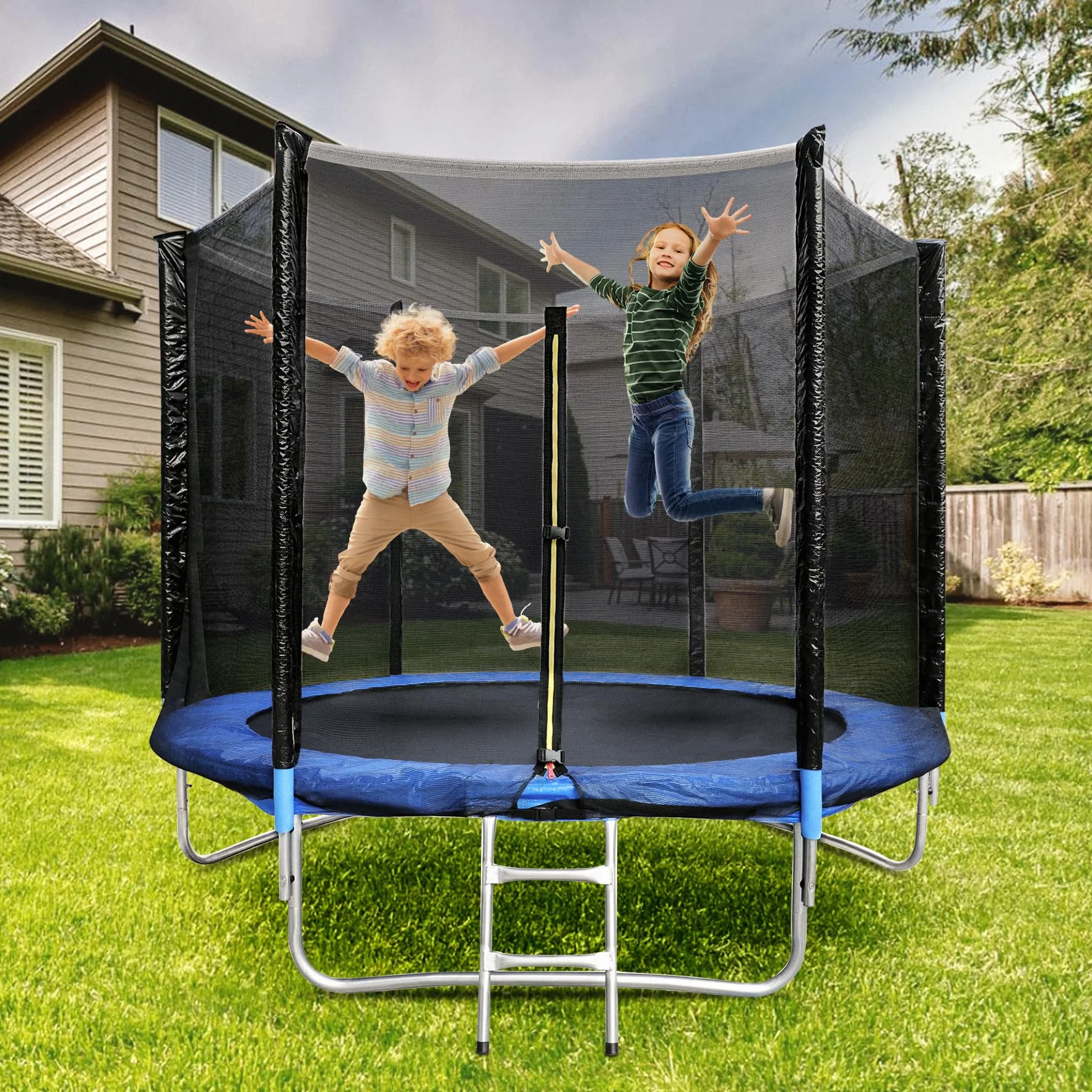 Trampoline de jardin avec filet de sécurité certifié TÜV GS, imperméable, résistant aux UV