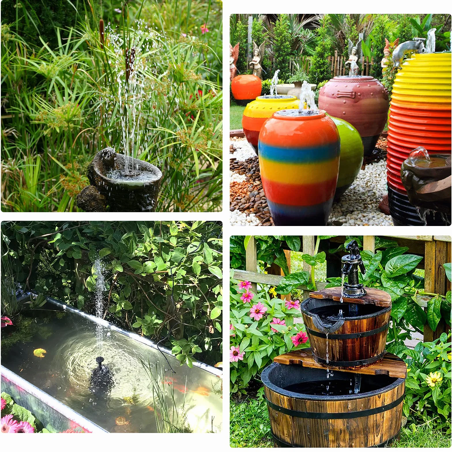 Fontaine Solaire Exterieure de Jardin DIY Pompe avec 6 Buses AISITIN 2024