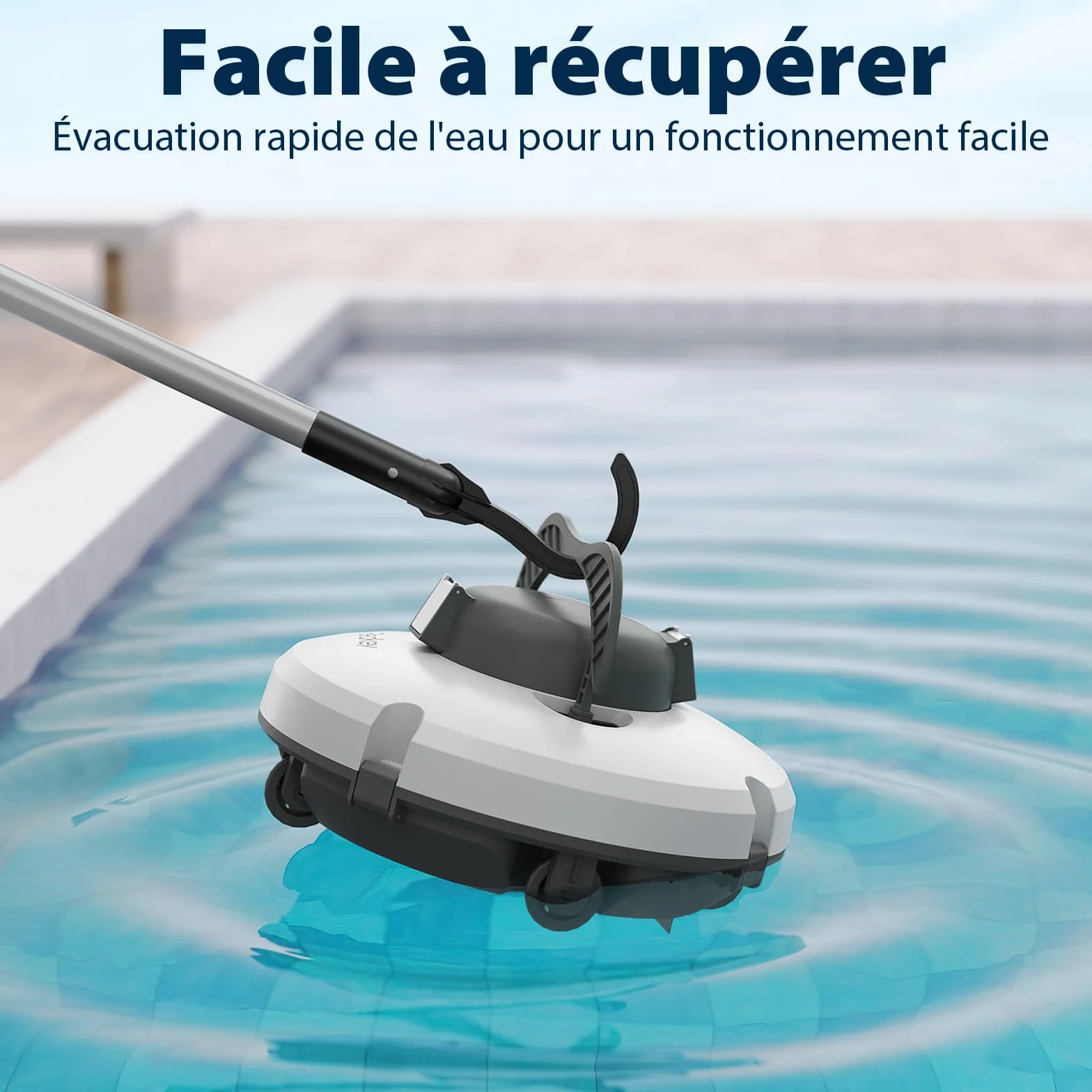 Redkey S100 Robot Piscine Sans Fil, 200Min Nettoyage Puissant 18° Pente, Aspirateur Piscine Hors Sol 120㎡