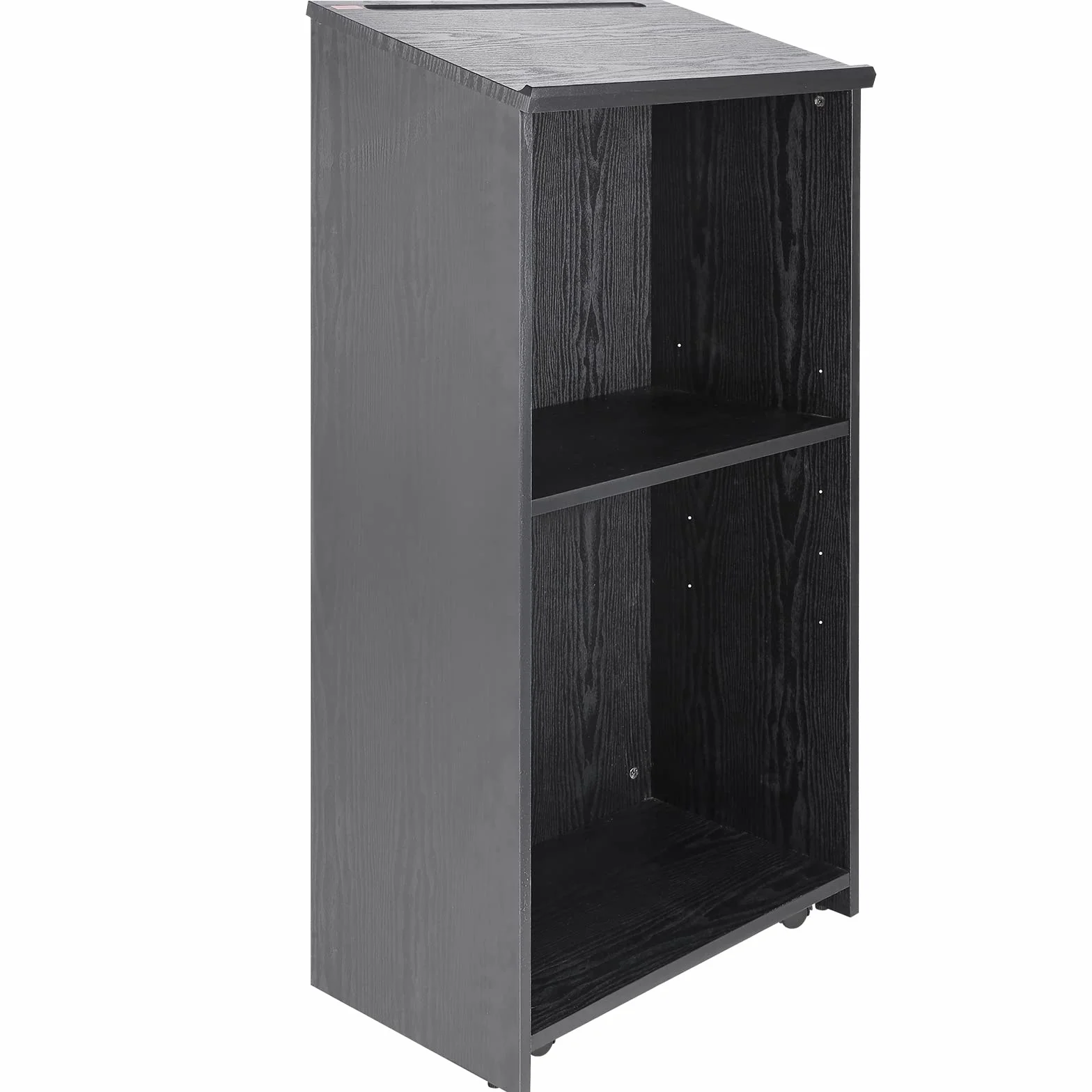 VEVOR Pupitre de Conférence 60x36x120 cm Podium Présentation Bois MDF Plan Incliné Étagère Stockage 4 Roulettes Lutrin