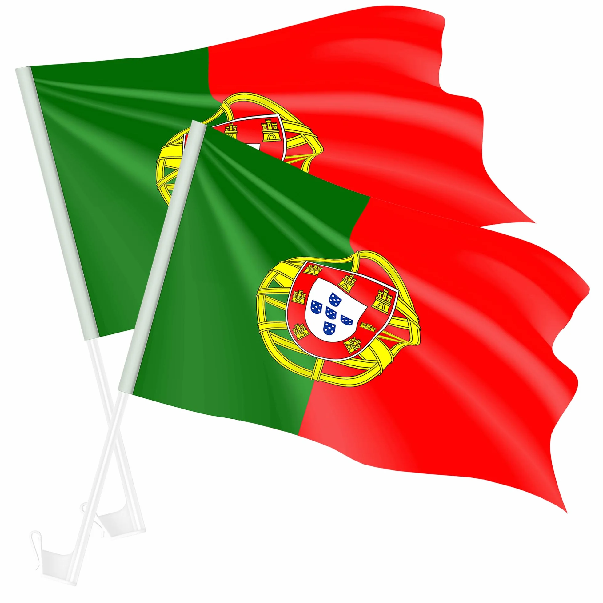 Taffstyle Lot de 2 drapeaux de voiture Portugal - Drapeau supporter Coupe du monde Basketball Handball