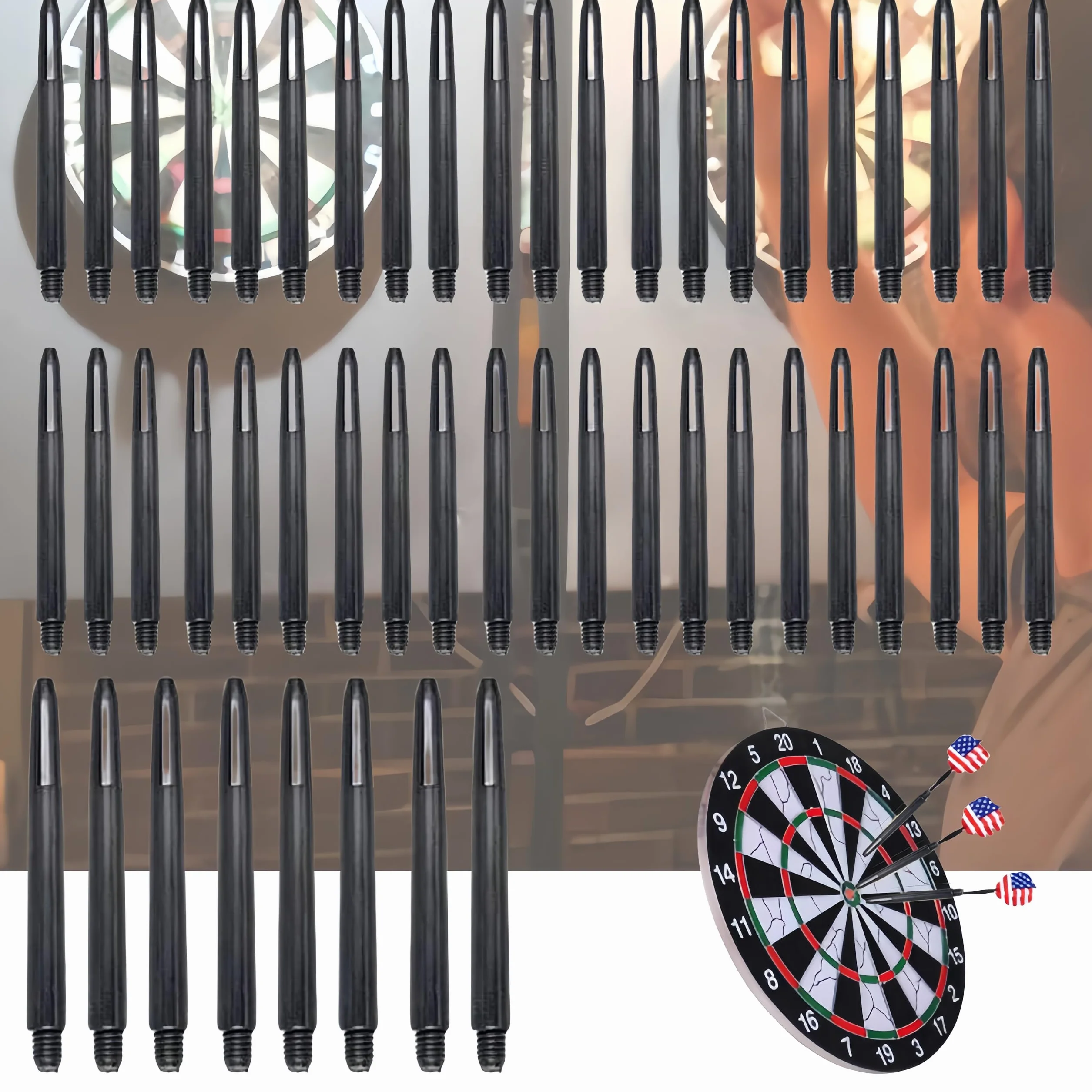 Arbres de Fléchettes en Nylon 2BA 50PCS Accessoire Fléchettes Noir