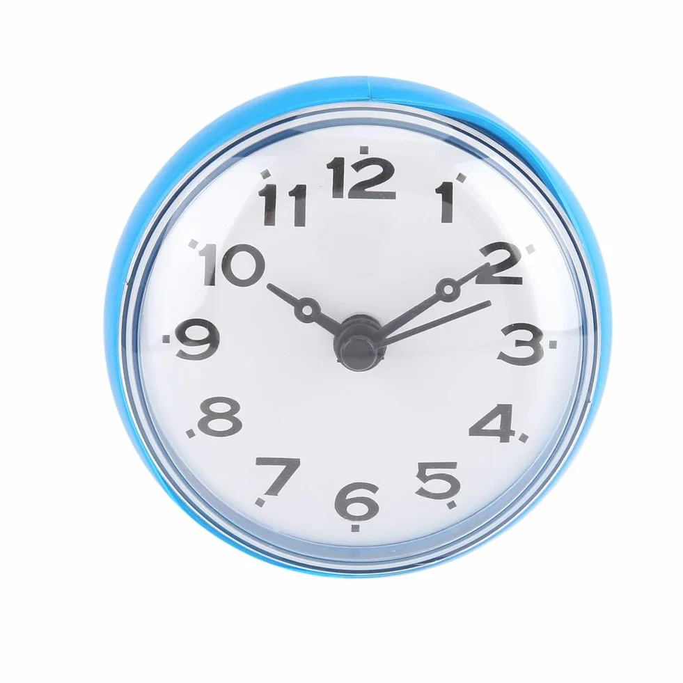 Tbest Horloge Murale étanche Ventouse Ronde Bleu Salle de Bain