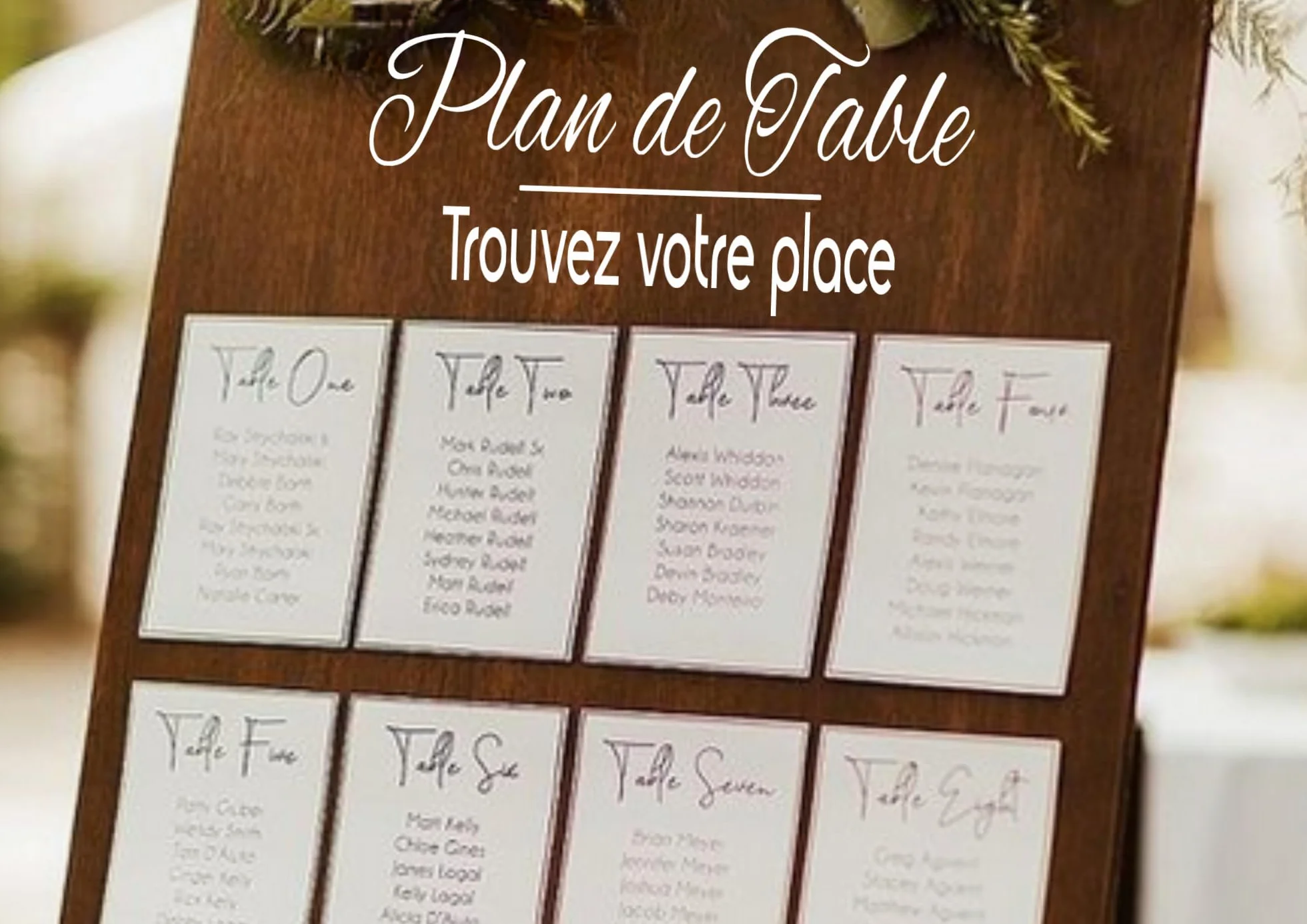 Stickers Personnalisés Plan de Table Mariage – Décoration à Coller sur Bois, Plexi ou Miroir – Fabrication Française