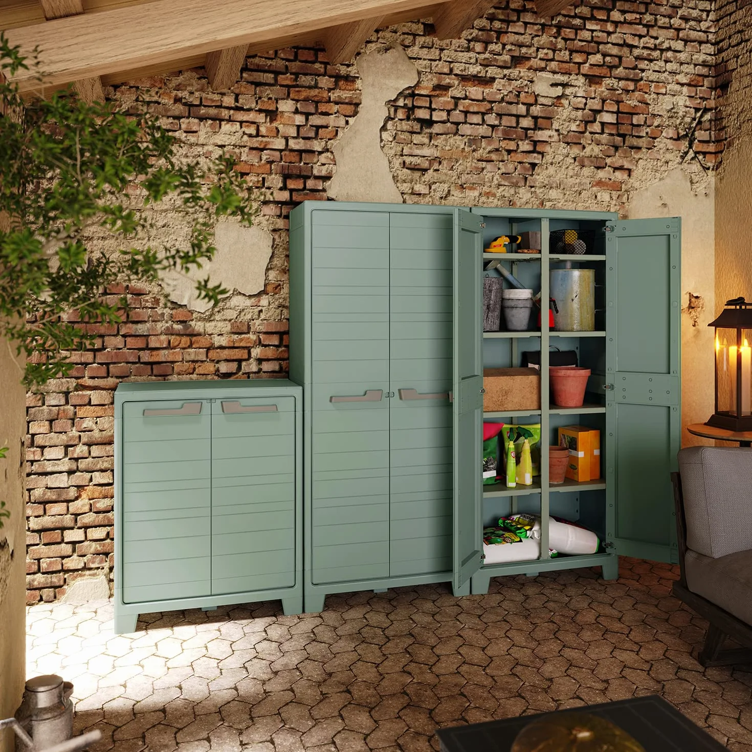Keter Armoire Utilitaire Planet Outdoor Résine 80 x 44 x 182 cm Vert Jade