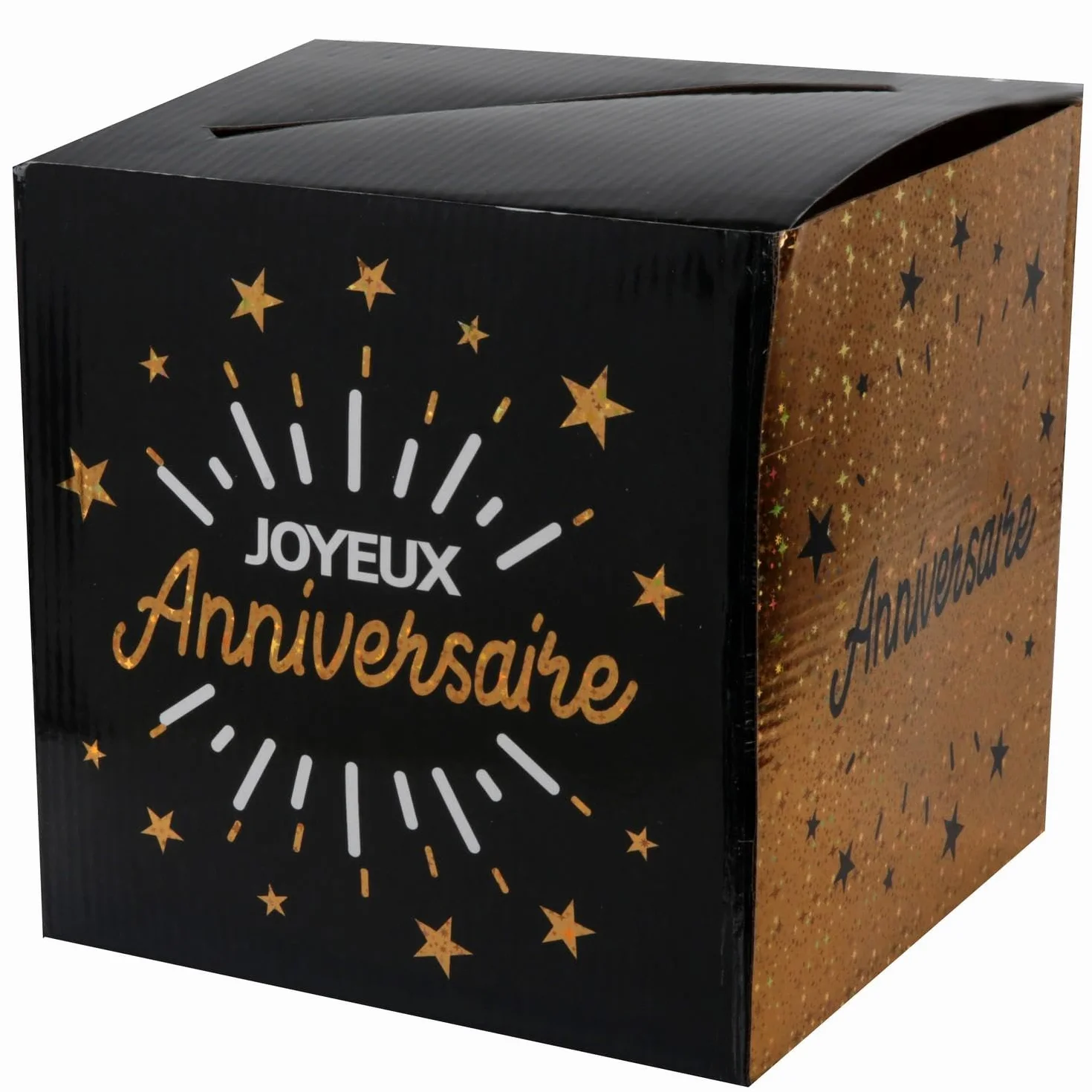 Tirelire Joyeux Anniversaire étincelant Noir/Or