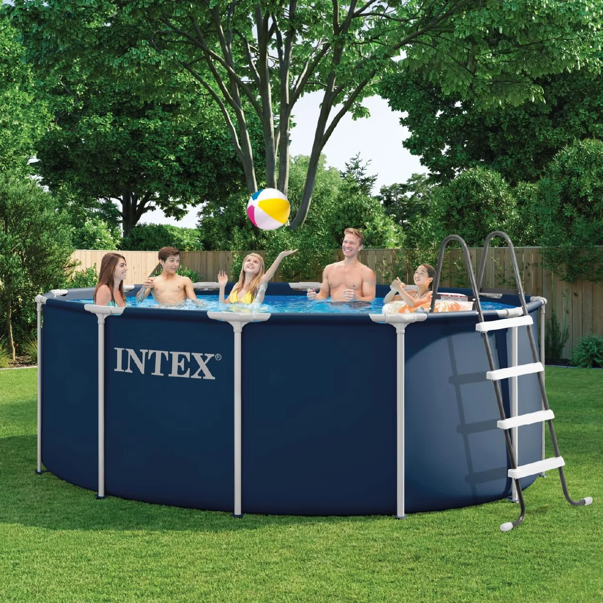 Intex Ensemble de Piscine avec Cadre en métal Bleu Marine 3,66 m x 1,22 m
