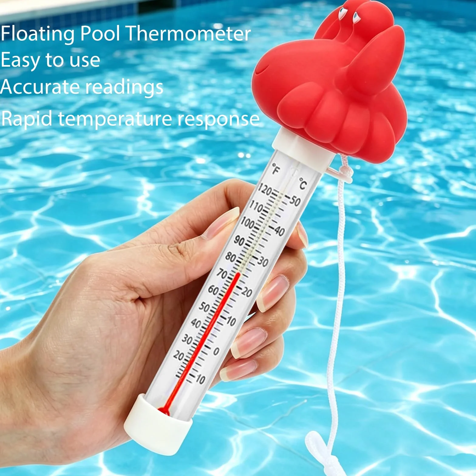 Thermomètre d'eau flottant piscine incassable cordon design cartoon crabe
