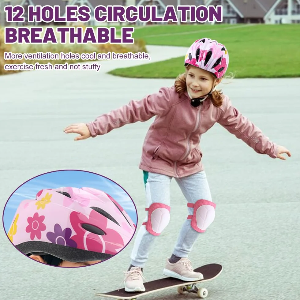 Mineup Genouillères avec Casque Protection Enfants 3-10 Ans Scooter Cyclisme Patins