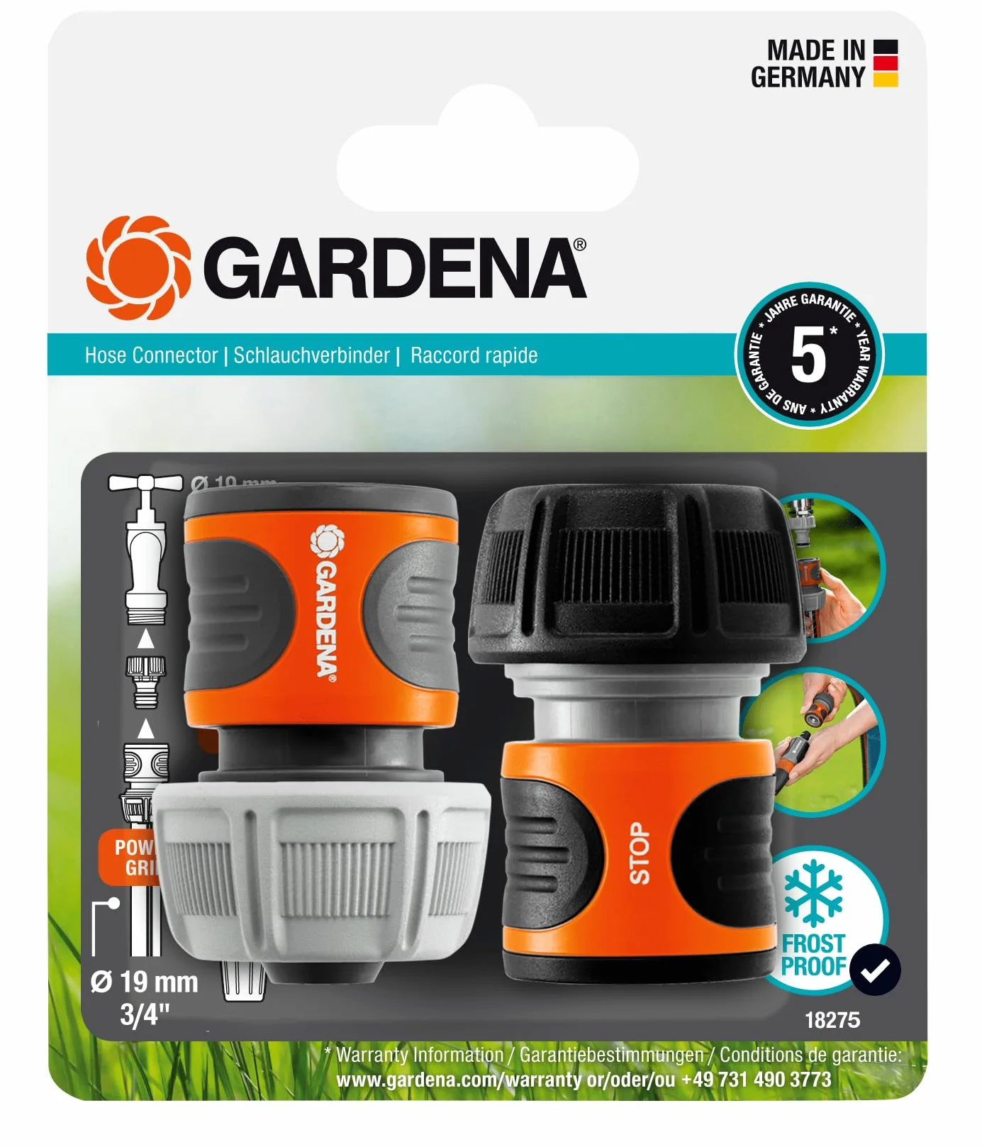 GARDENA Connecteur de Tuyau 19 mm 3/4 Pouces