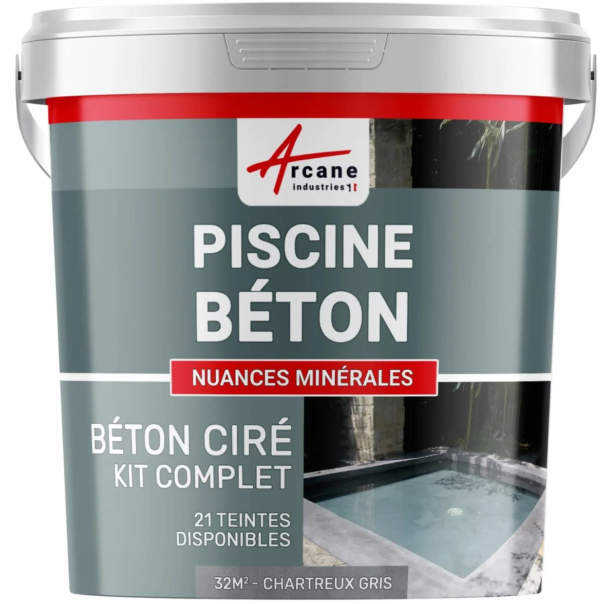 Enduit piscine béton ciré Chartreux Gris 32 m² ARCANE INDUSTRIES