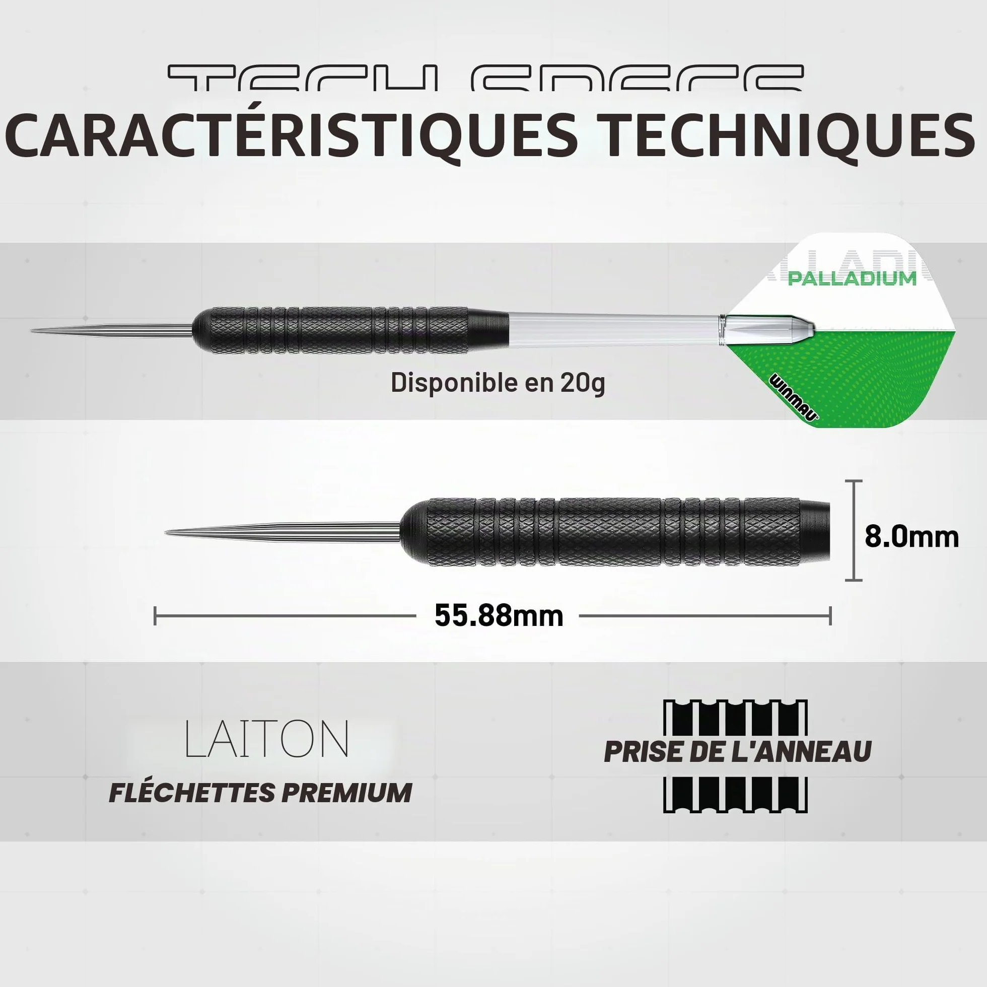 WINMAU Professional Darts Set Comprend Un Jeu de fléchettes Diamond Plus Bristle - Armoire Noire de Haute qualité - Ensemble de 2 fléchettes - Ligne Officielle oche