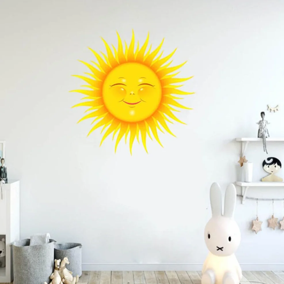 Veemoon Autocollants Muraux Soleil Cartoon PVC Chambre Enfant Décoration Facile Appliquer Enlever Sans Résidu Salon Cuisine
