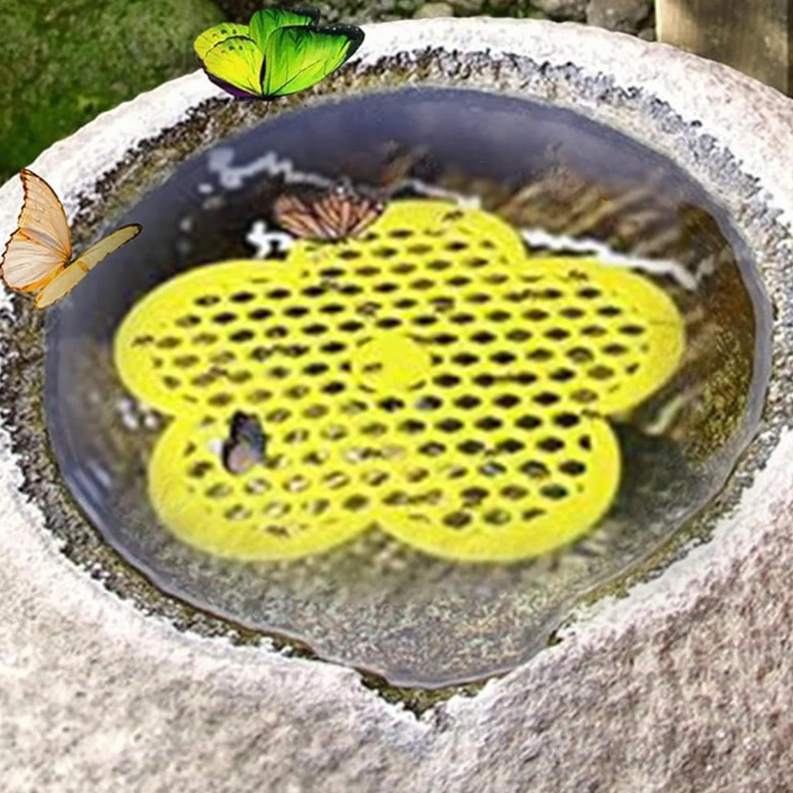 Île d'abeille Flottante - Station d'eau d'abeille pour Jardin, Décor de Gaspillage d'Hydratation en Forme de Fleur