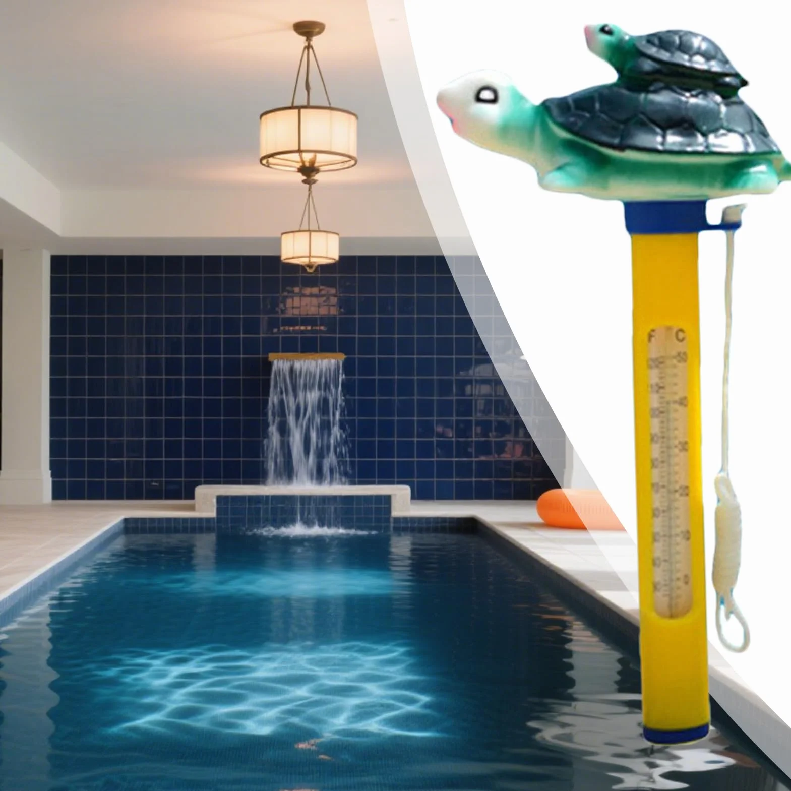 Thermomètre Flottant Piscine avec Corde pour Spa Étang à Poissons