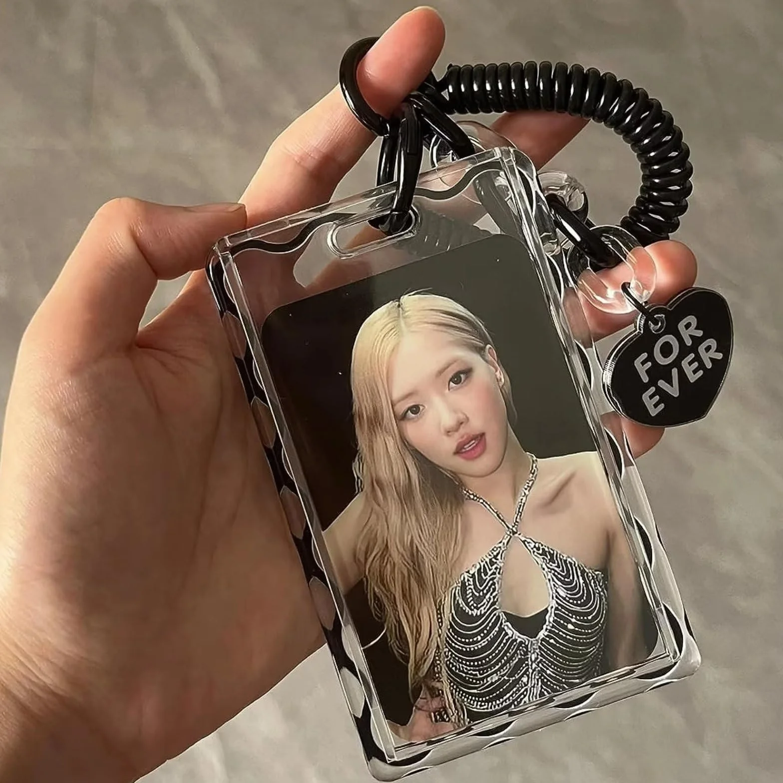 Kpop Photocard Holder Clear Black Cat Acrylic Card Sleeves Top Loaders Keychain Cute Design