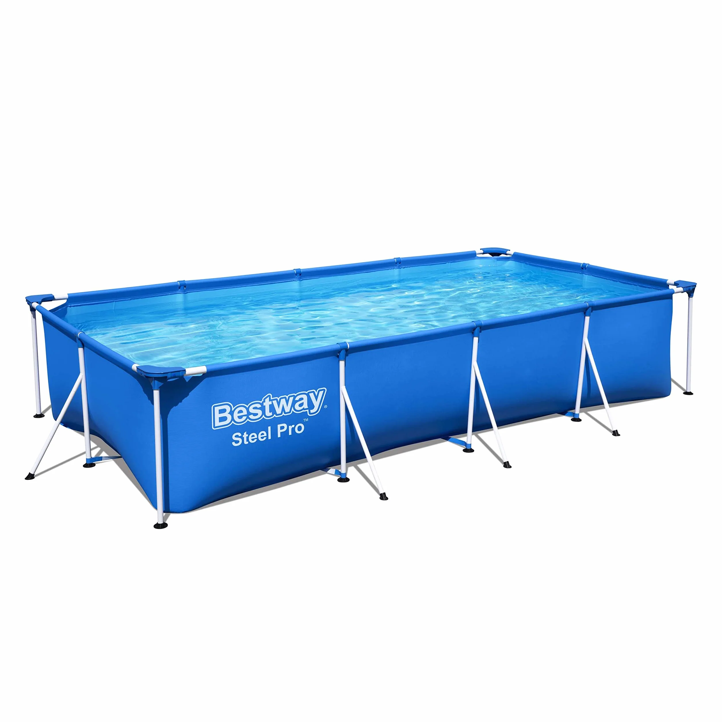 Bestway Steel Pro Piscine rectangulaire enfant cadre acier pompe filtrante 400 x 211 x 81 cm Bleu