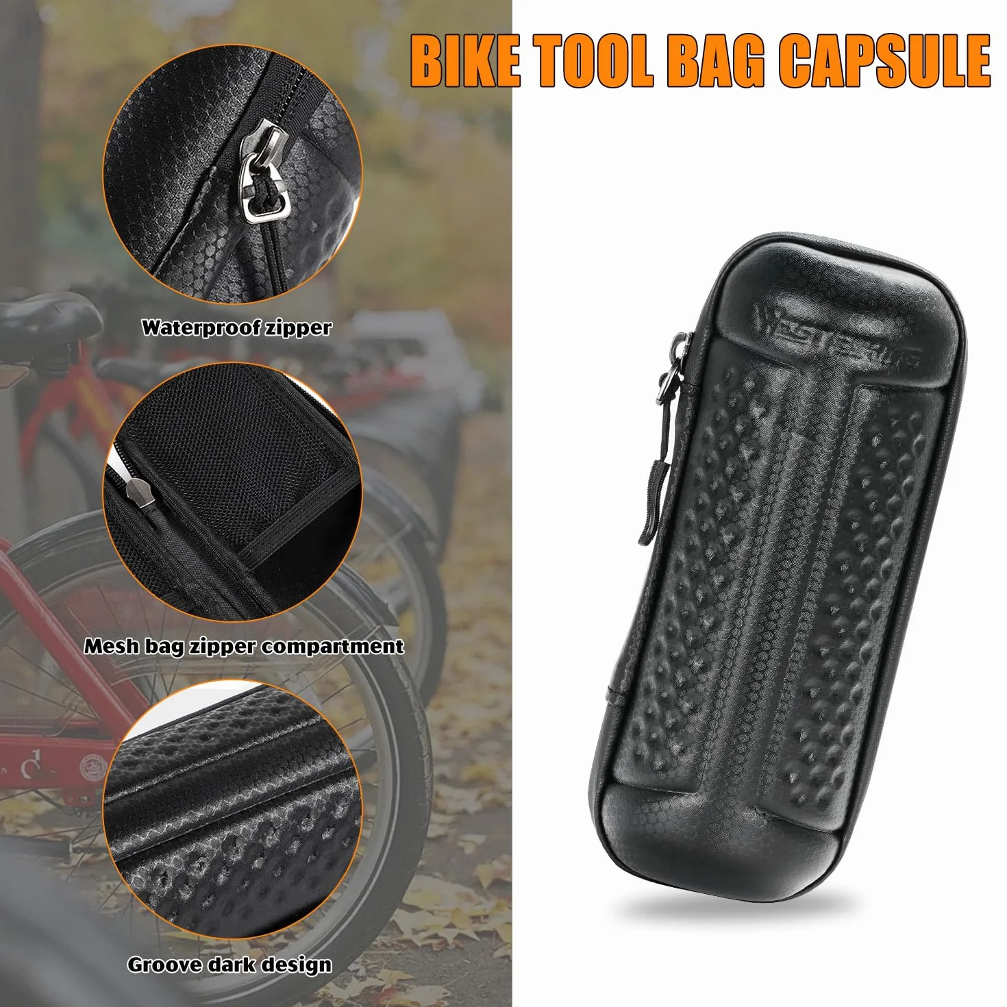 Sac à Outils de Vélo pour Porte Bouteille d'eau, Sac de Rangement, Noir