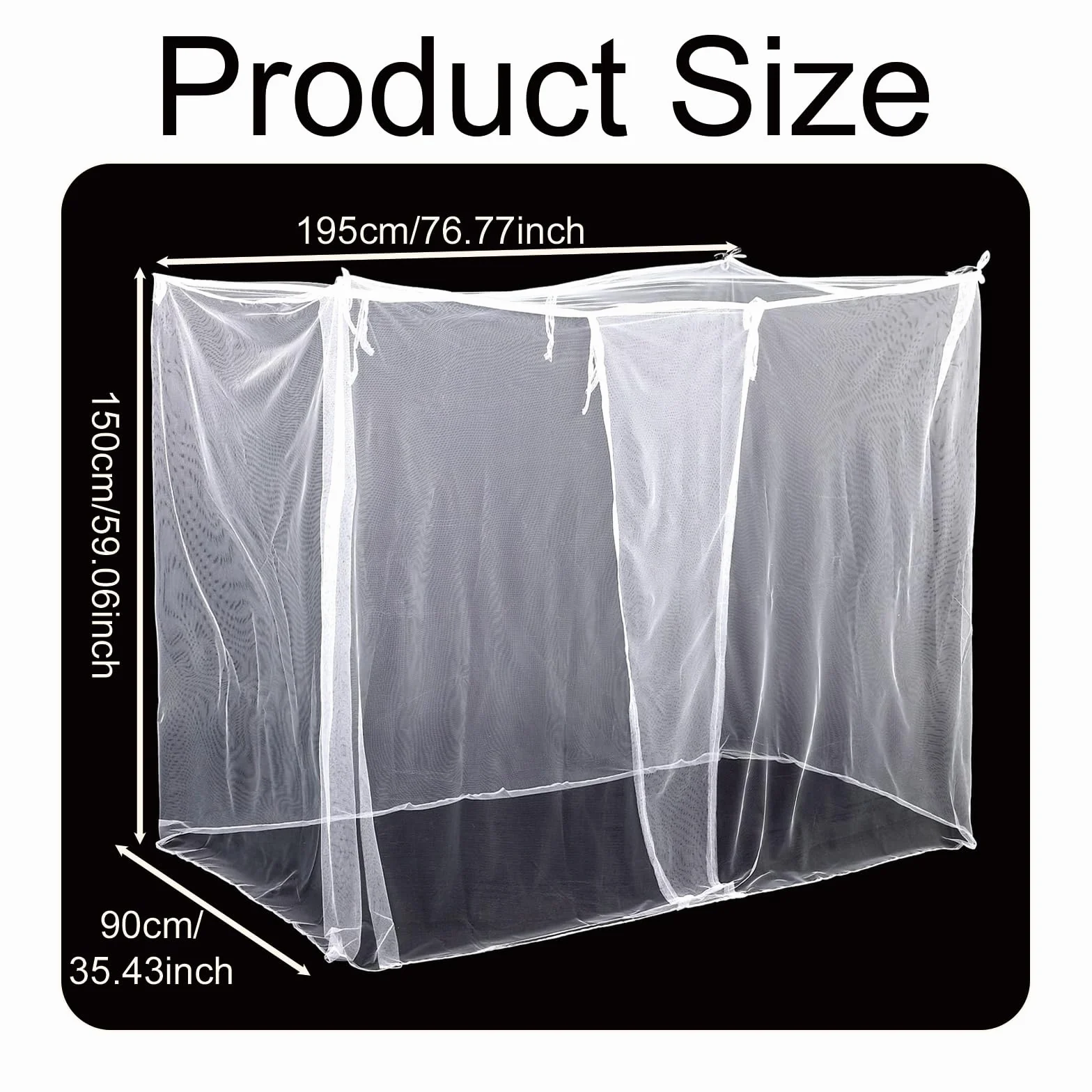 Moustiquaire pour Lit Simple, Moustiquaire Carrée, Moustiquaires 4 Coins, Baldaquin de Lits Décoratif, Voilage de Lits Respirant pour Chambre, Cour, Camping, avec Crochets, Blanc, 90 x 195 x 150 CM