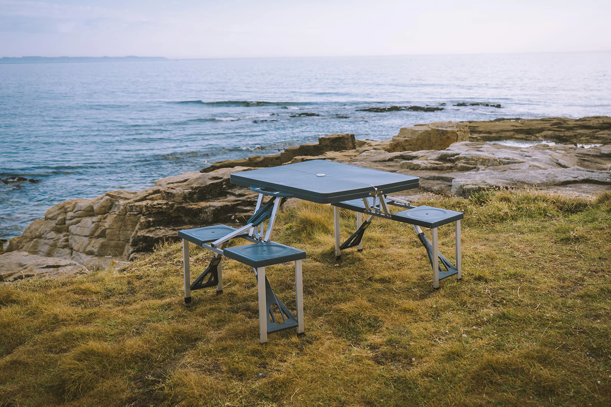 Cao Table Pique-Nique Camping 85 x 65 x 67 cm Bleu