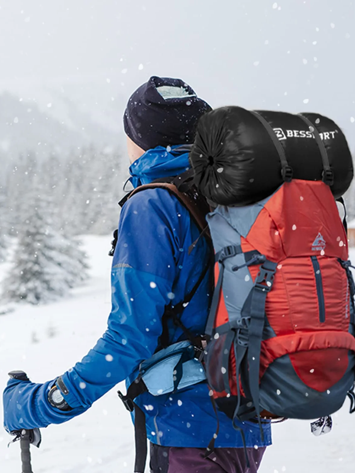 Bessport Sac de Couchage -9 - 0℃ pour de Couchage Momie pour Adultes 3-4 Saisons Compact Sac Couchage Sarcophage Grand Froid, Convient pour le camping, la randonnée, les activités de voyage en plein air