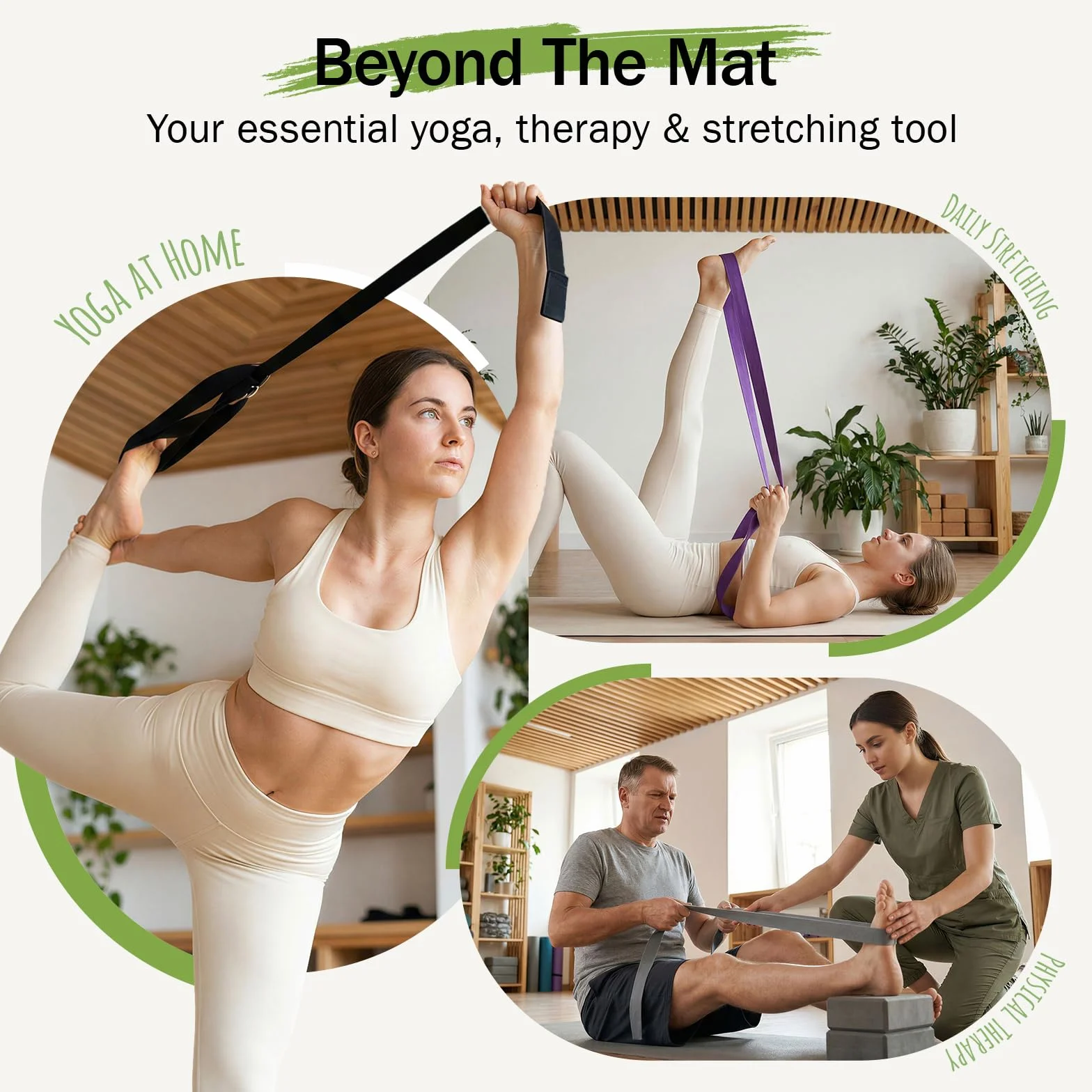Slim Panda Sangle Yoga 180/250 cm pour Meilleurs Étirements, Ceinture Yoga avec Fermeture en Métal pour Les Yogis Débutants et Confirmés