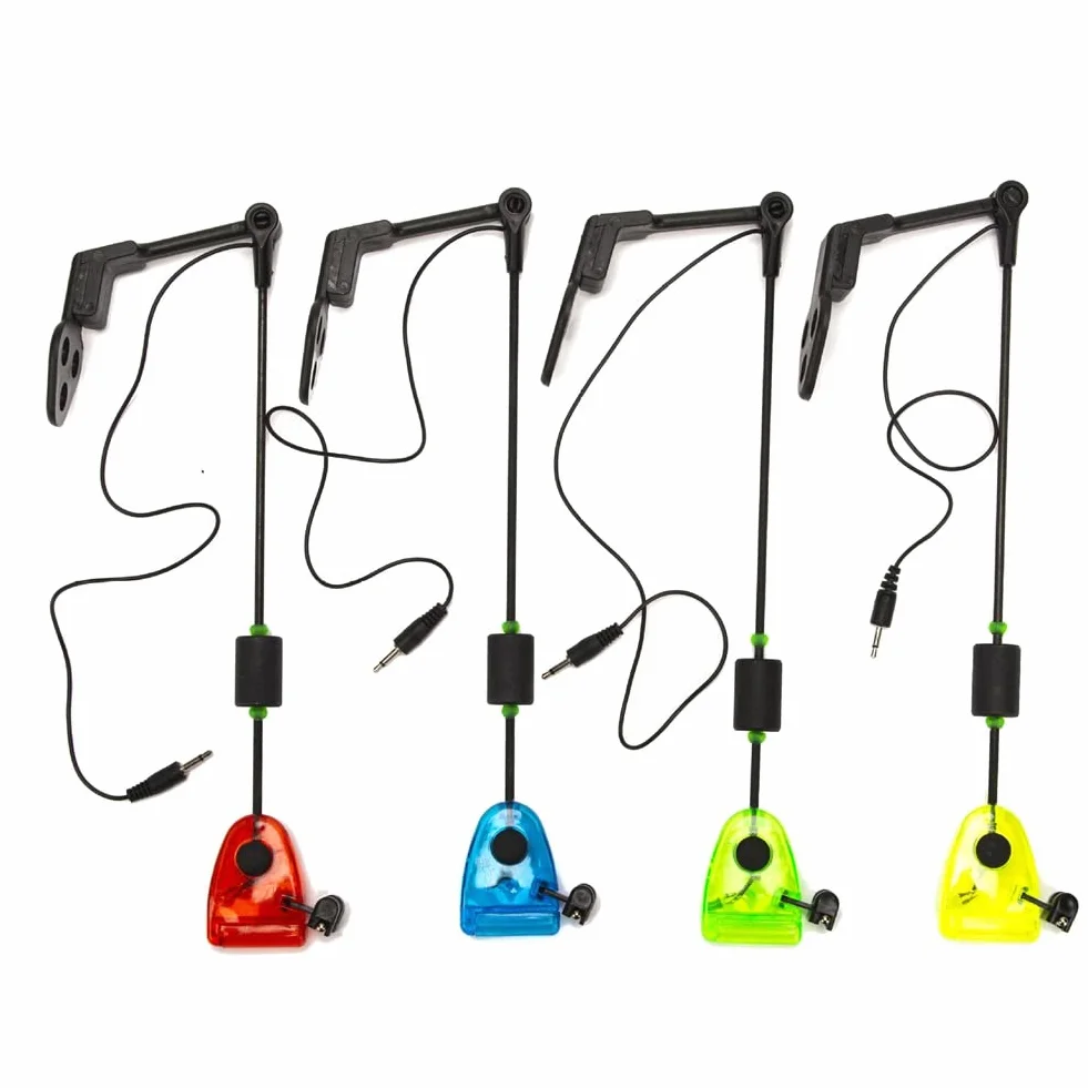 Lot de 4 détecteurs de touche de pêche LED avec étui à fermeture éclair pour pêche à la carpe