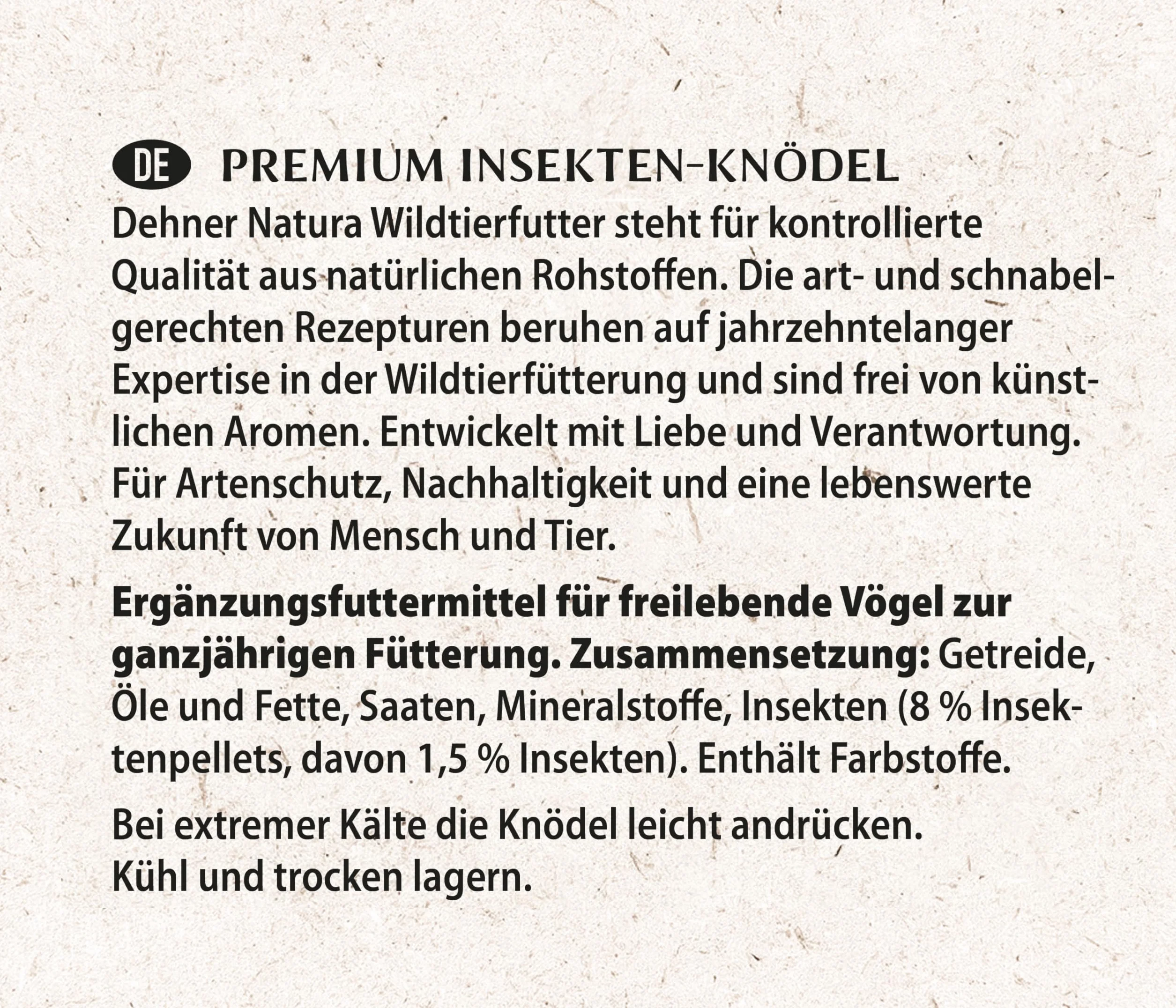 Dehner Natura Premium Nourriture pour Oiseaux Sauvages, Boules de Graisse aux Insectes avec Filet, 30 x 90 g (2,7 kg)