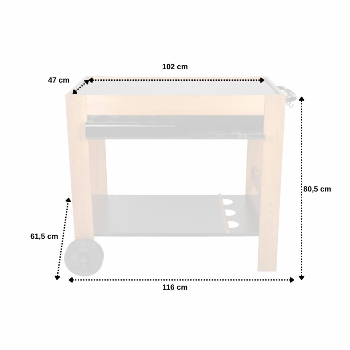 Somagic Desserte Mobile Savannah pour Plancha, Plateau Acier
