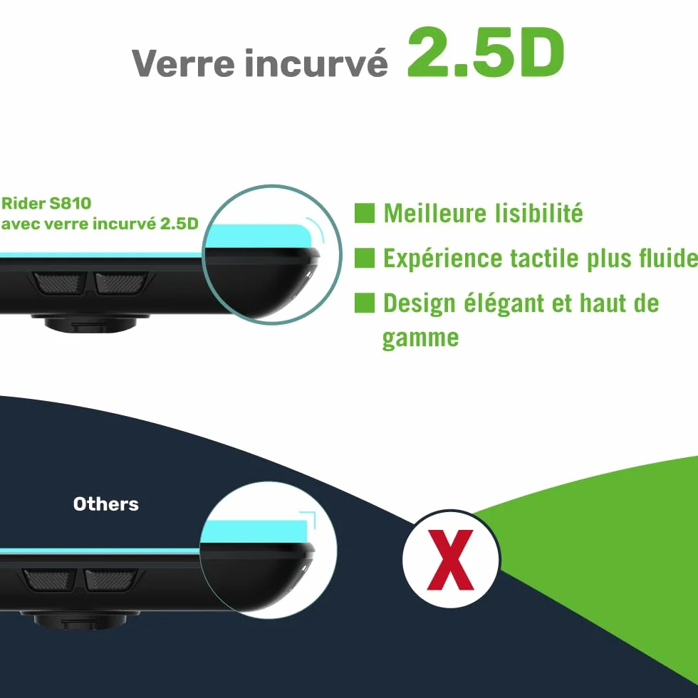 Bryton Rider S810 Compteur GPS Vélo avec écran Couleur 3,5" en Verre incurvé 2,5D, autonomie 50 h, Carte Europe Hors Ligne, Navigation Virage par Virage, Ant+/BLE, Segments Strava Live