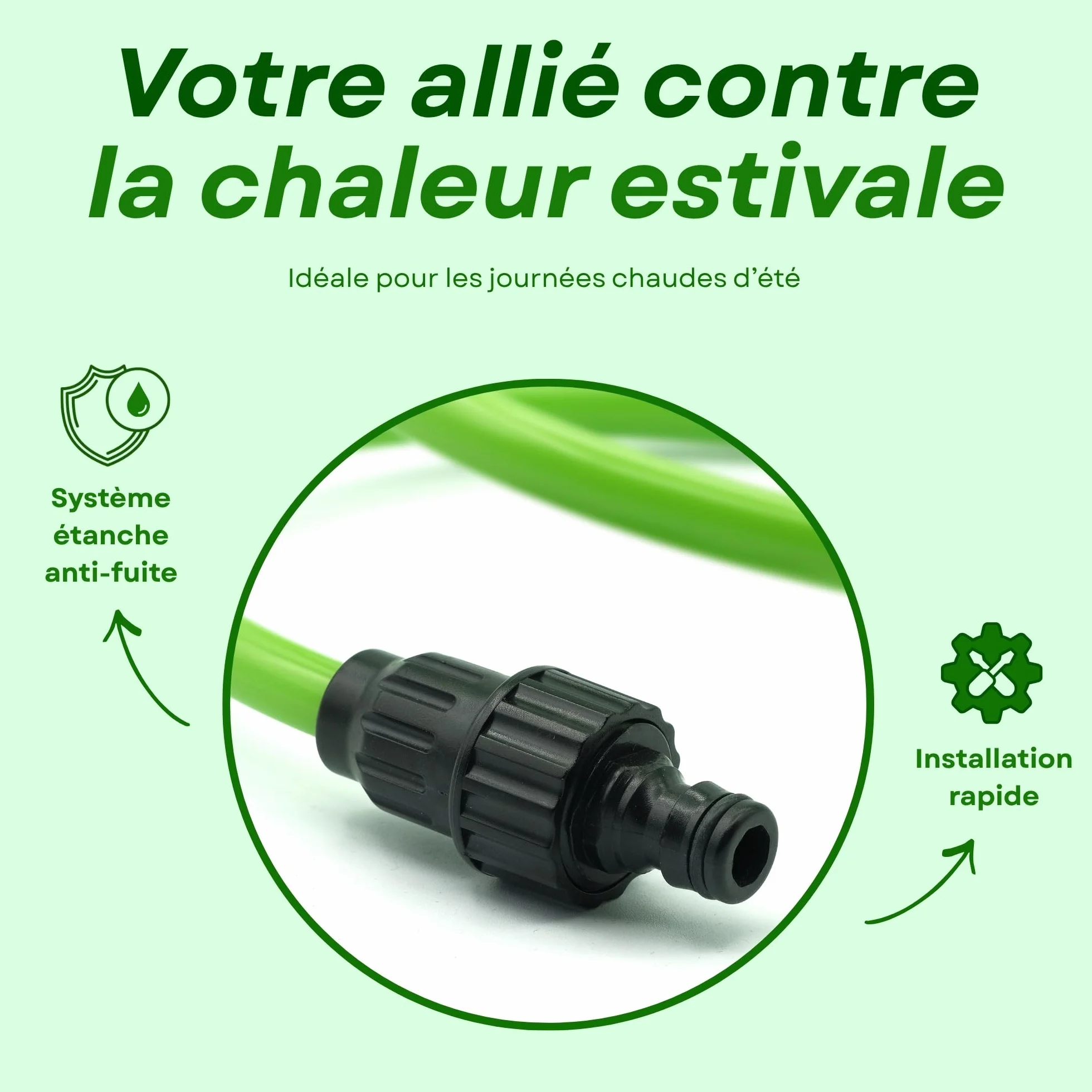 O’FRESH Brumisateur Terrasse Extérieur Marguerite Tête Brumisation 3 Buses Ultra Fines 2 mètres Rafraîchissement Jardin Conçu France