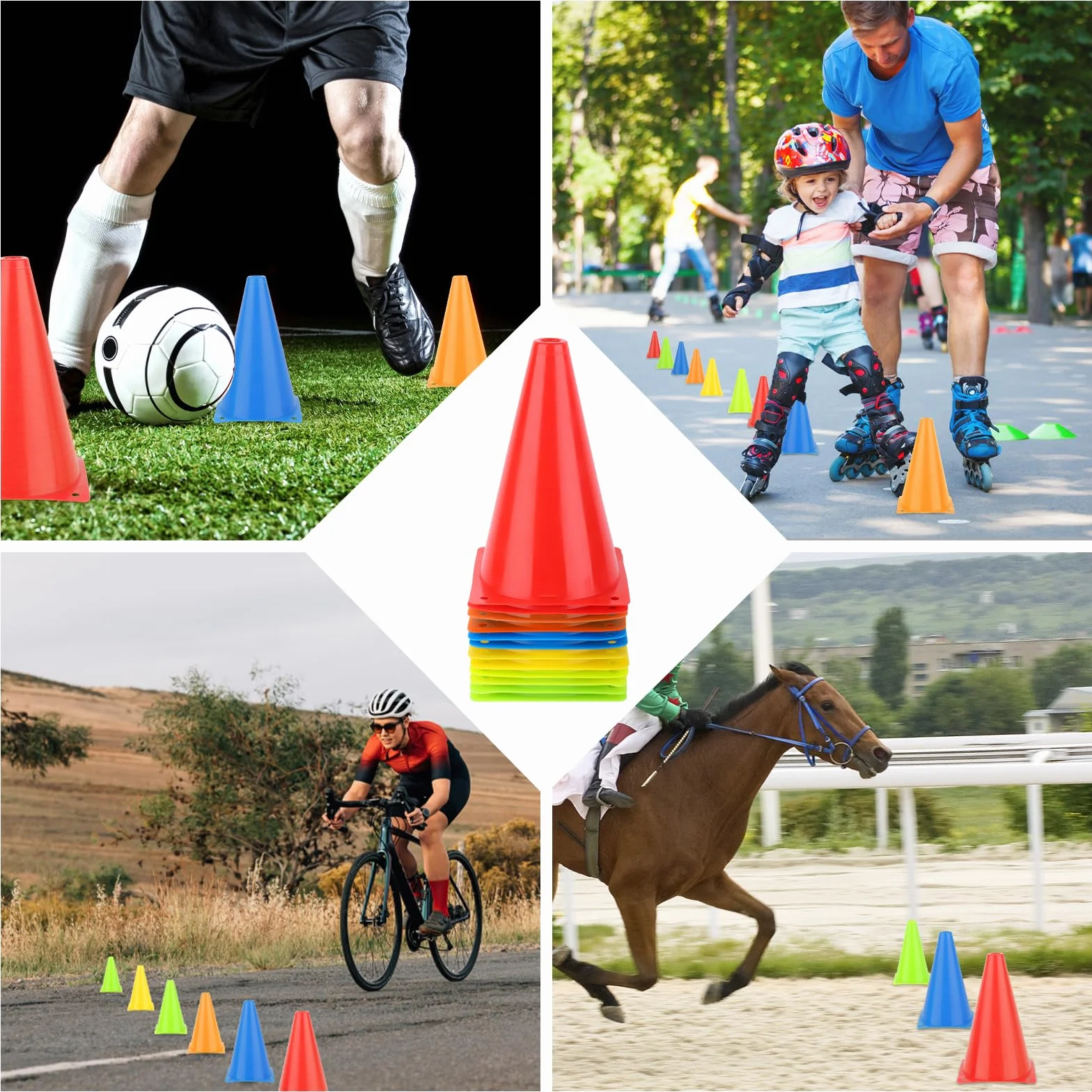 Cônes de Signalisation 18cm avec Sac de Transport pour Football, Sports, Jeux