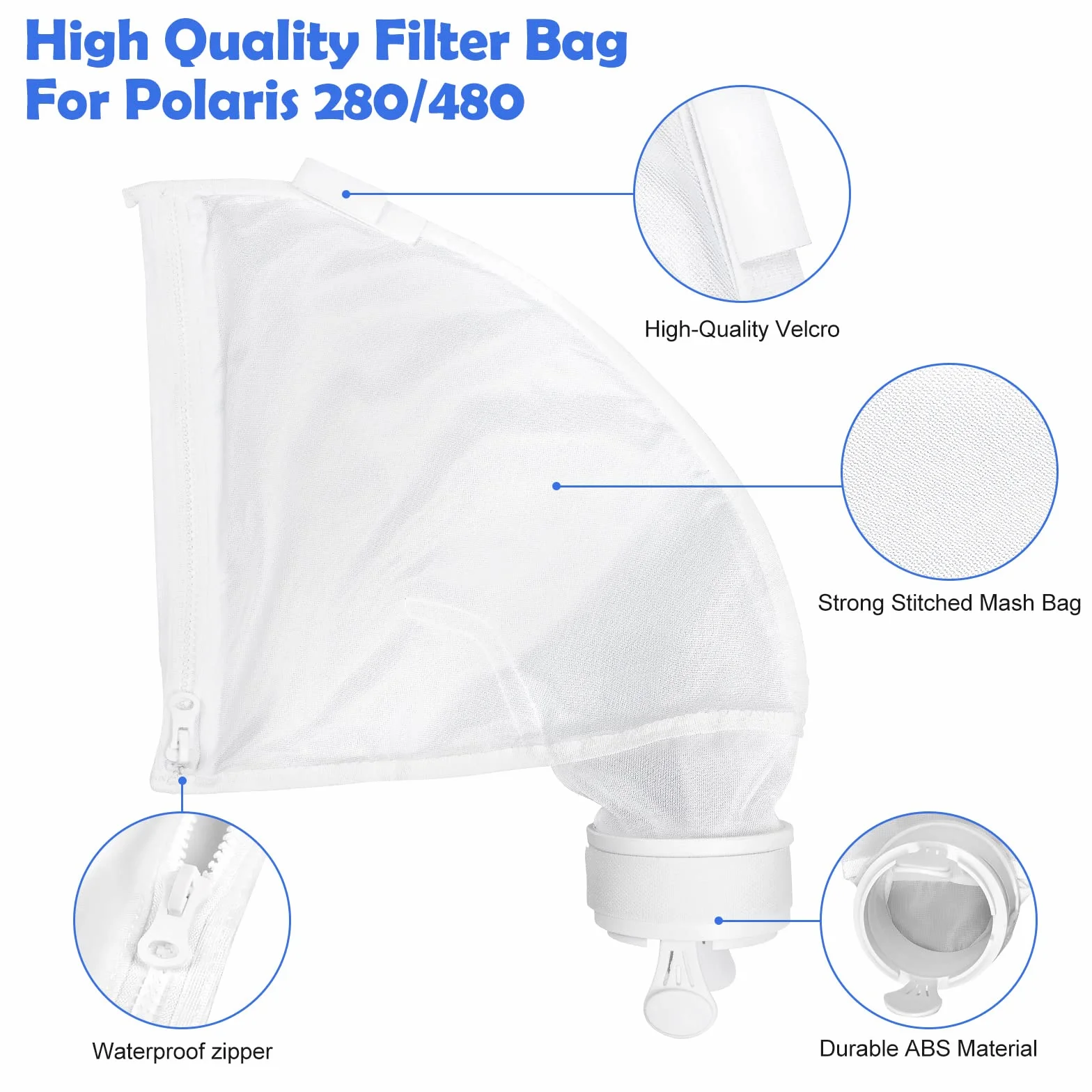 Polaris 280 480 Sac de Nettoyeur de Piscine de Remplacement en Nylon 2 Pièces