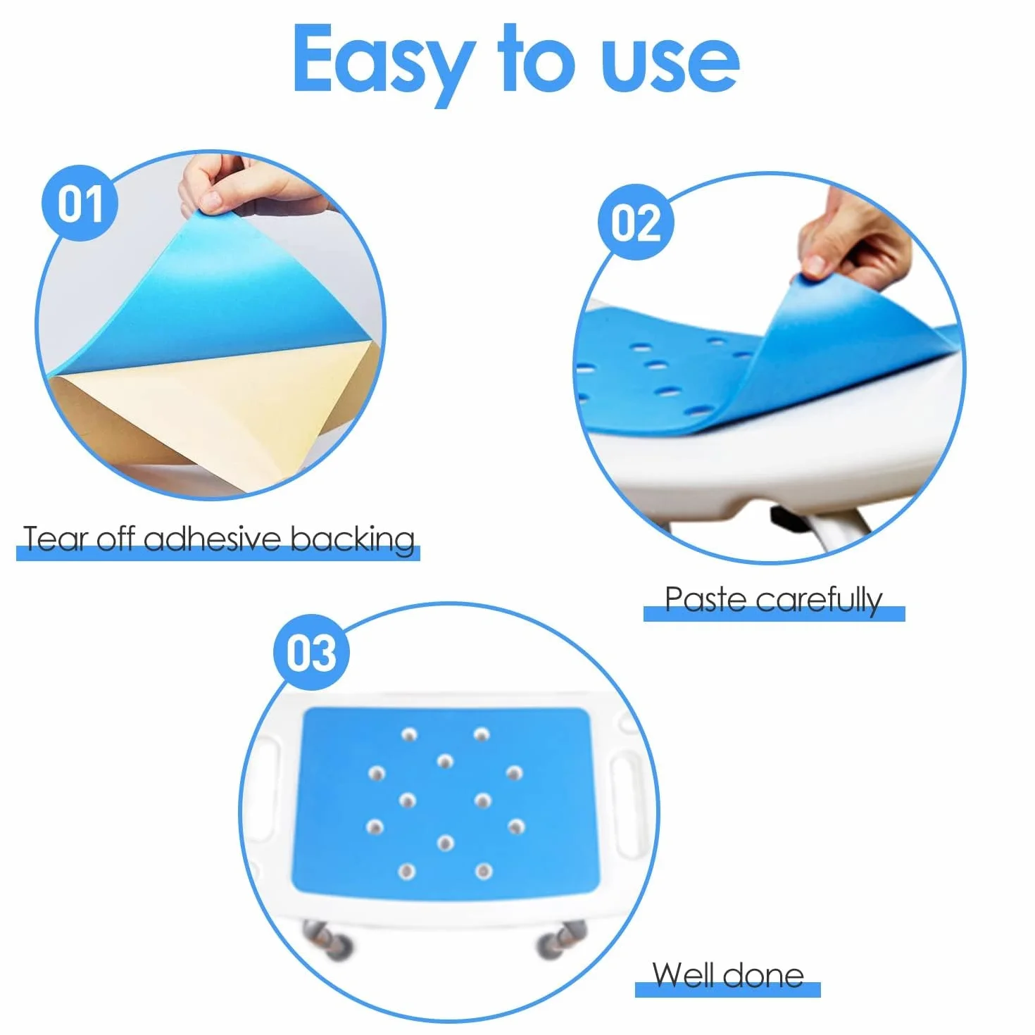 Coussin de Chaise de Douche Imperméable Antidérapant avec Trous d'Évacuation Tapis de Siège de Bain en Mousse
