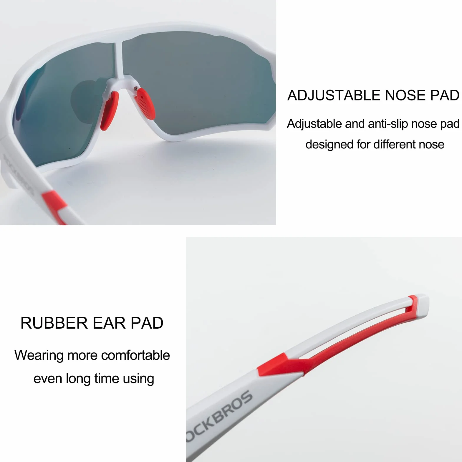 ROCKBROS Lunettes Soleil Homme Polarisées Vélo, Cyclisme Lunettes Polarisées UV400 Sport Femme VTT Pêche Course Sports de Plein Air 30g