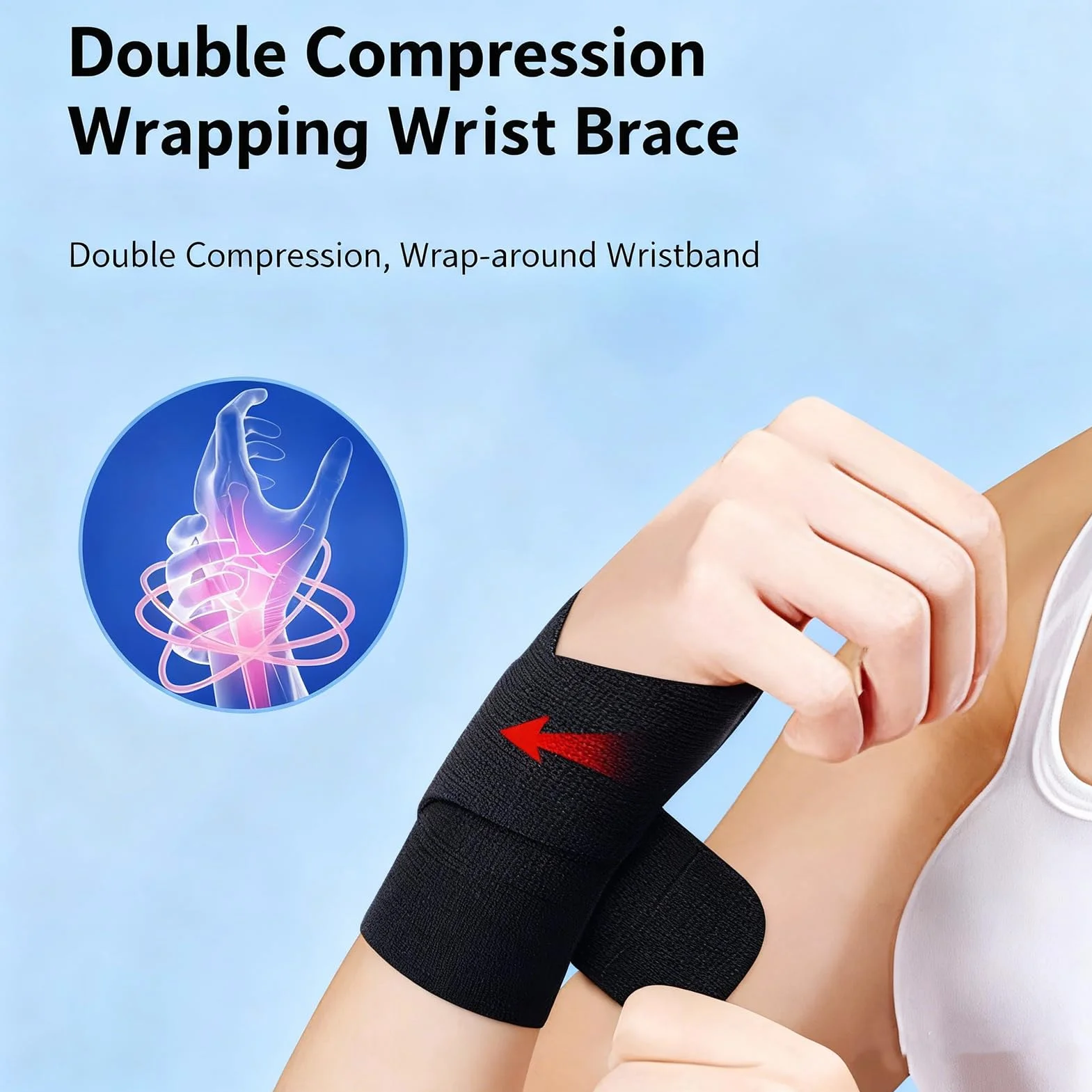 2PCS Attelle Poignet Fine, Orthese Poignet Gauche et Droit, Bandage & Maintien Poignet Respirant pour Tendinite, Canal Carpien, Sport, Travail, Sommeil (Noir)