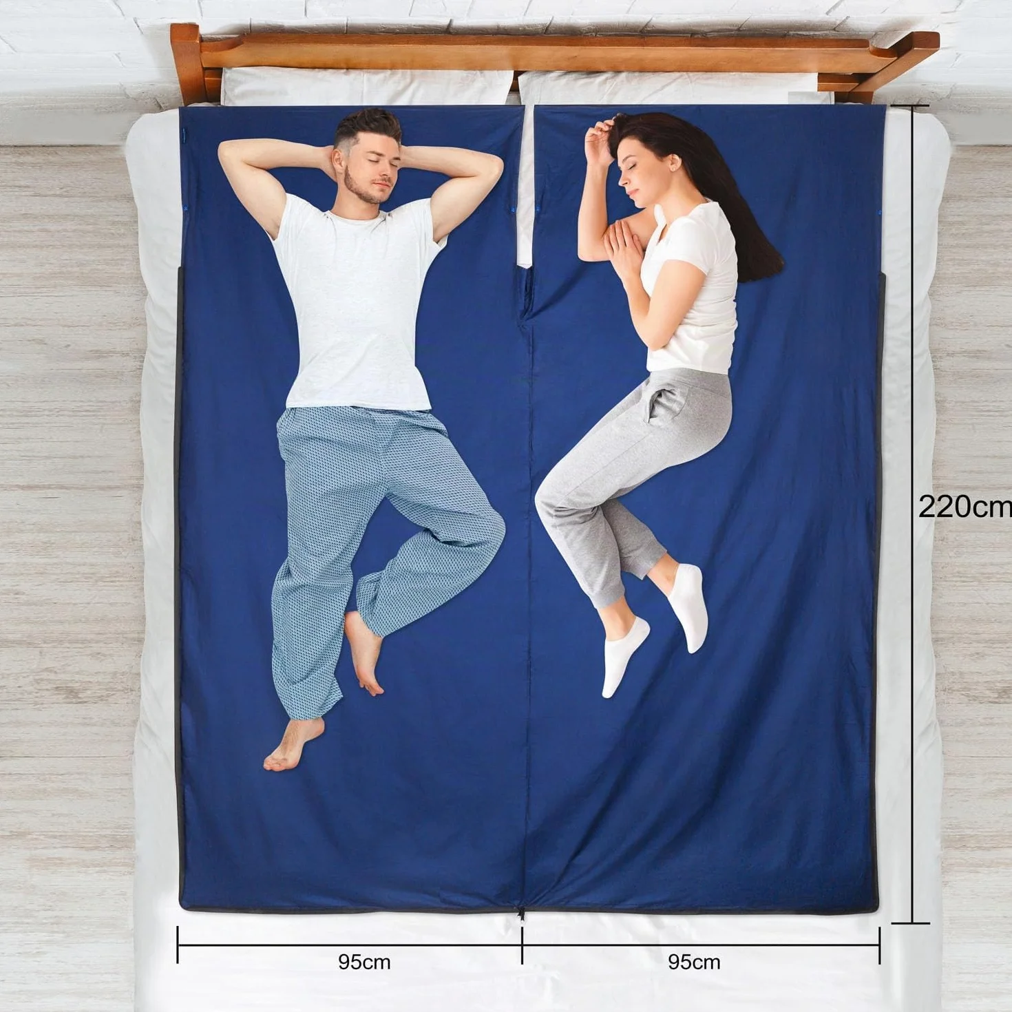 MYCARBON Drap de Sac de Couchage 100% Coton 95x220cm Sac à Viande de Couchage Ultra Léger et Doux avec Fermeture Éclair, Antibactérien, Draps de Voyage 190x220cm pour Camping, Randonnée, Hôtel