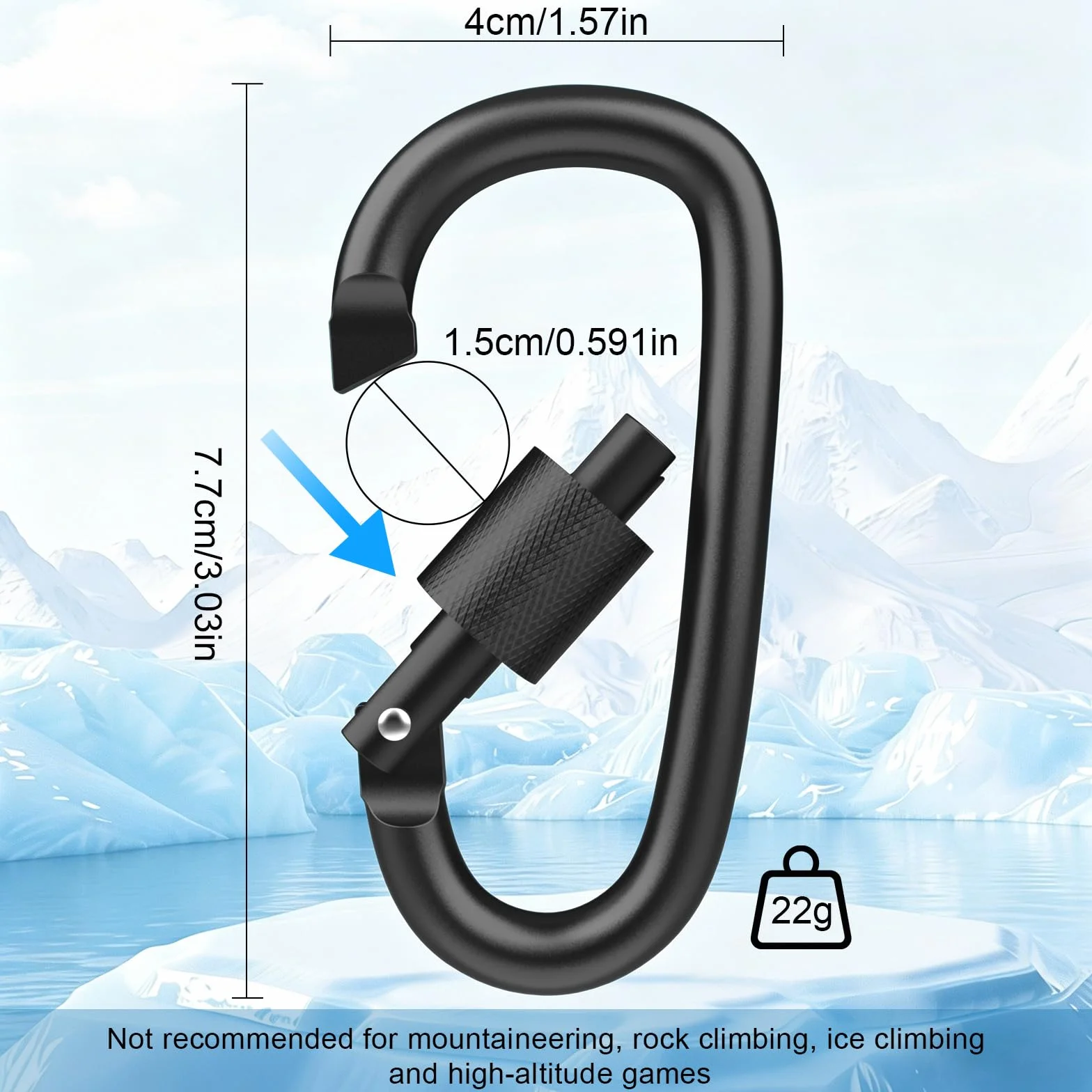 YLK Mousqueton Porte Clé Aluminium Verrouillage