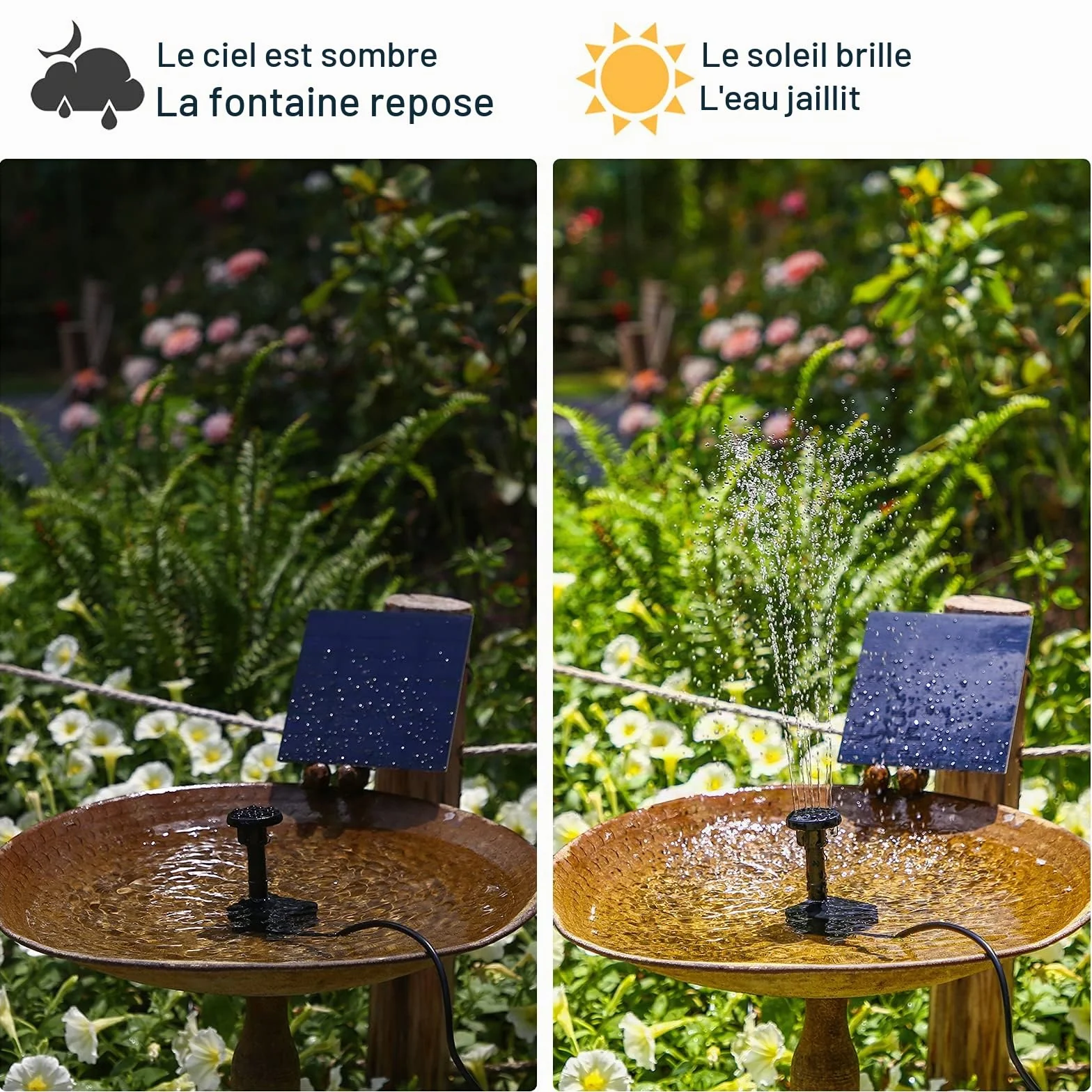 Fontaine Solaire Exterieure de Jardin DIY Pompe avec 6 Buses AISITIN 2024